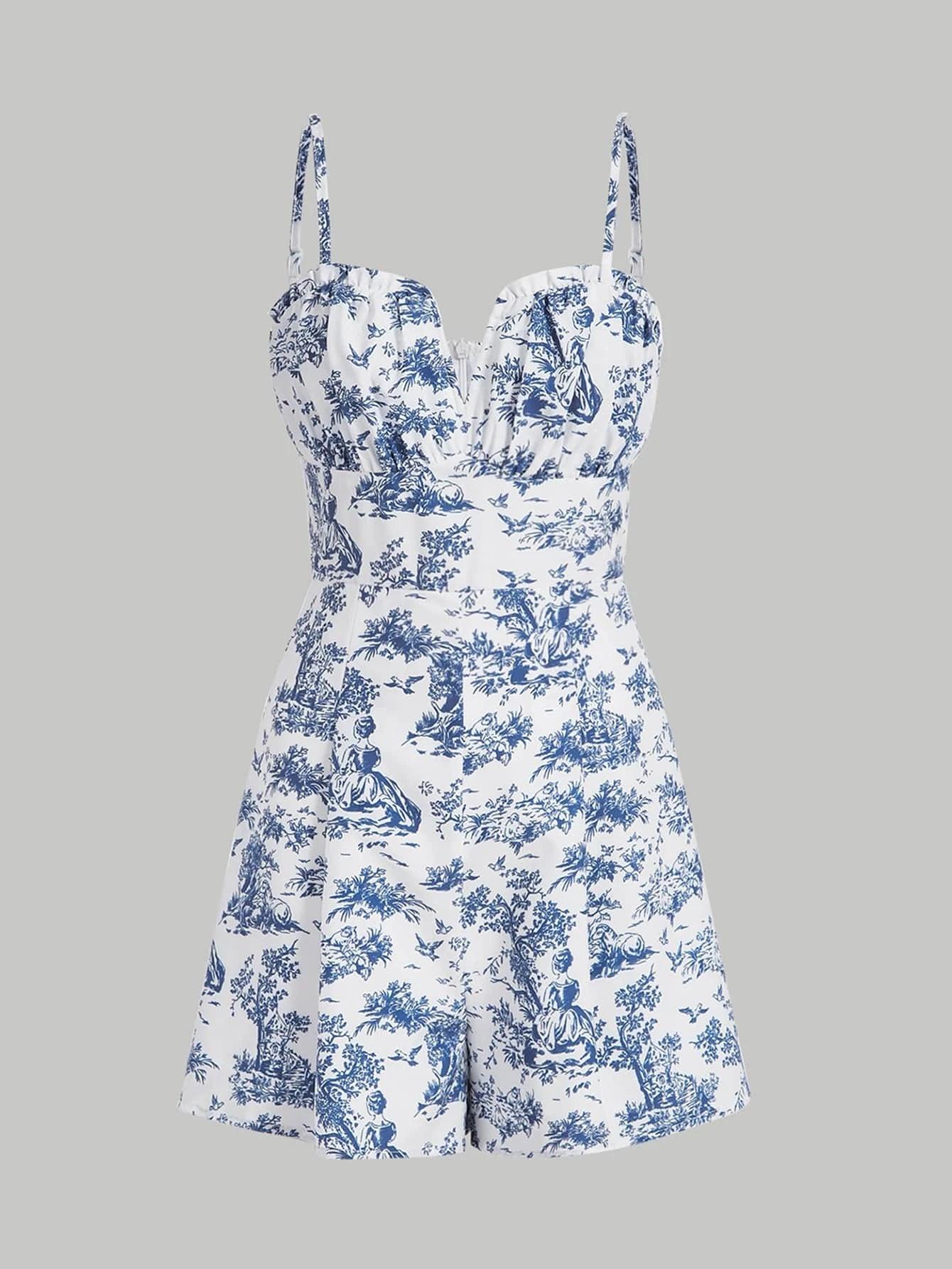 Sleeveless Trim Cami Romper-Comfy Jumpsuits