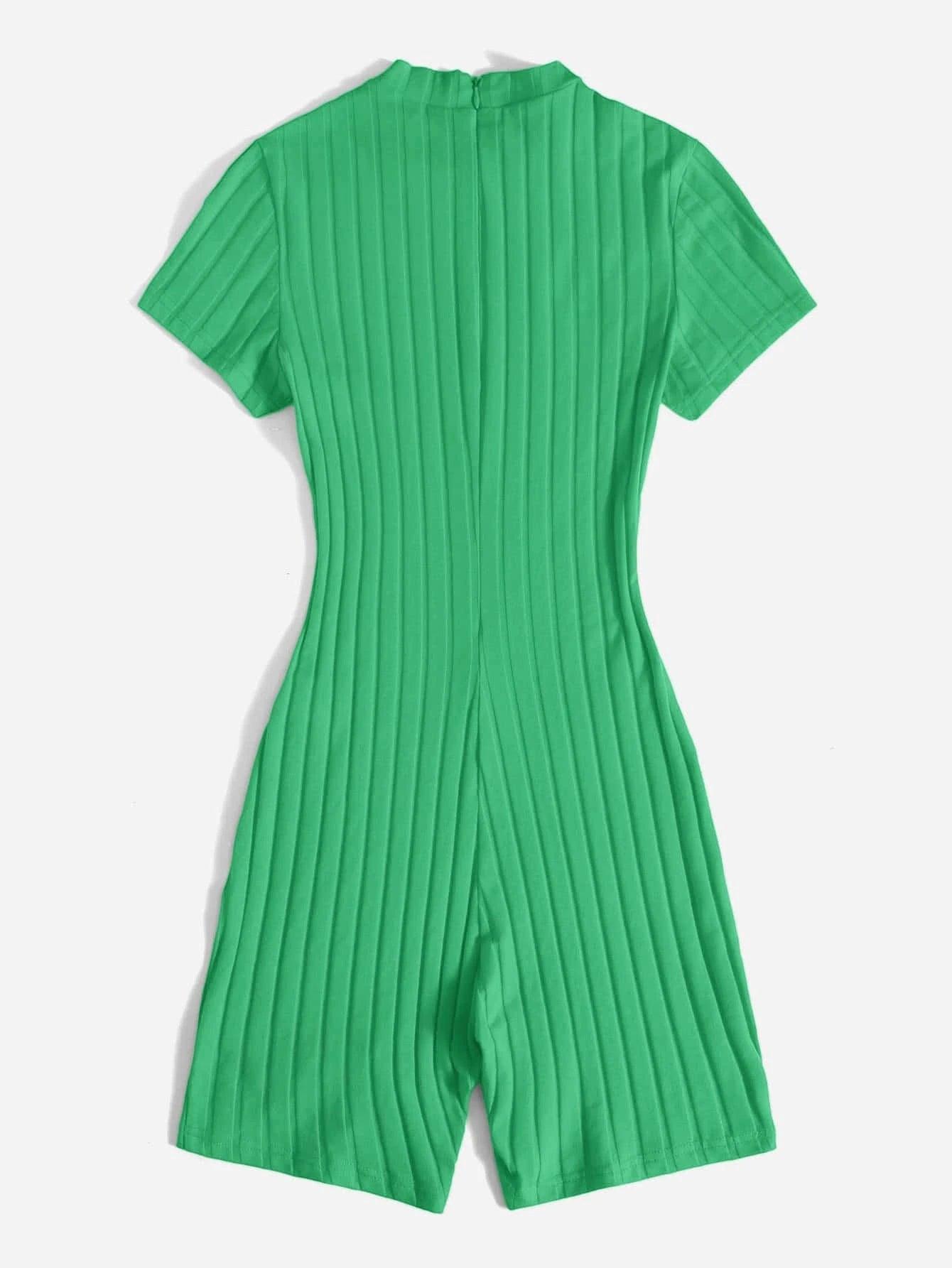 Mock Neck Rib-knit Unitard Romper-Comfy Jumpsuits