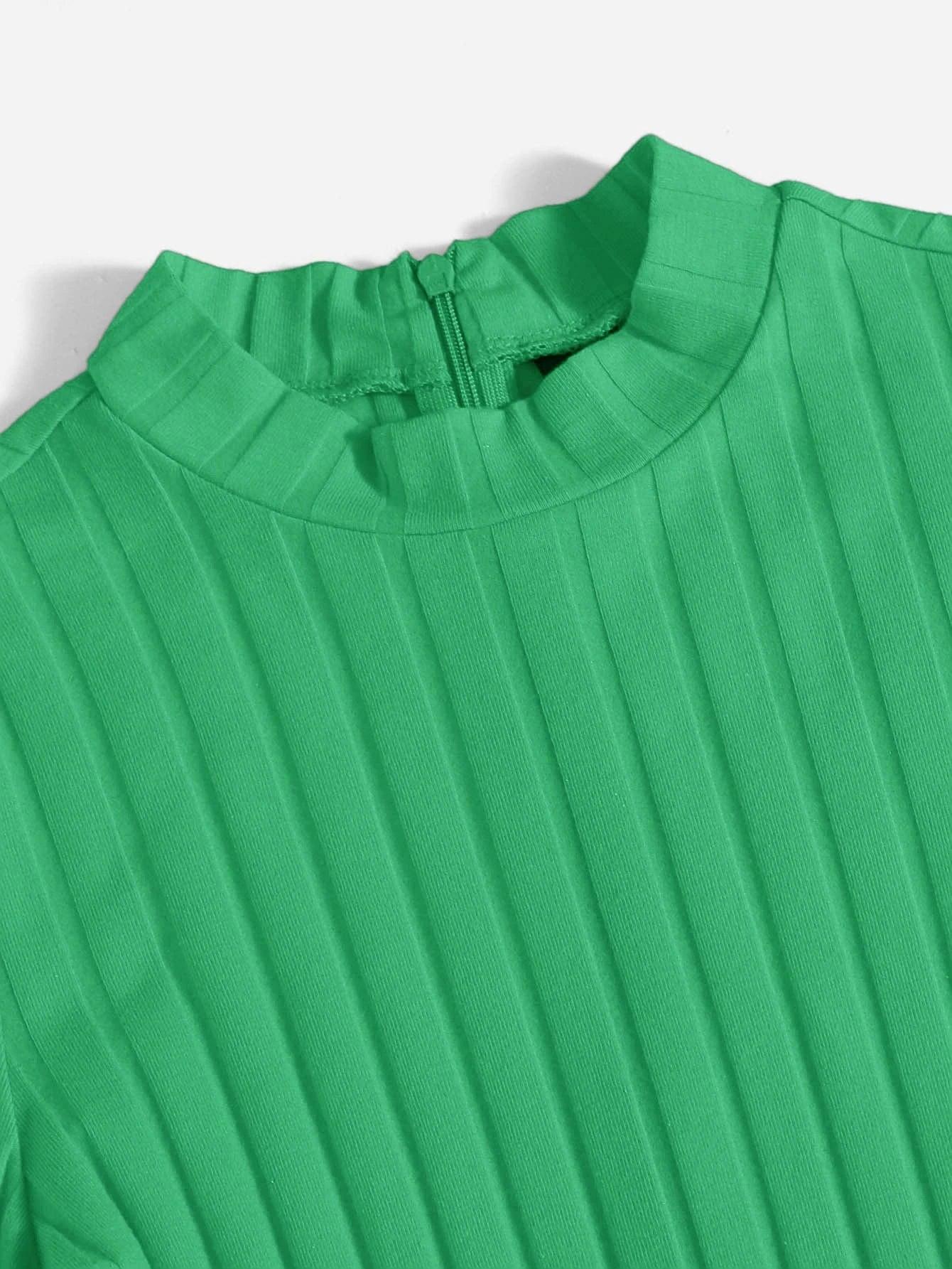 Mock Neck Rib-knit Unitard Romper-Comfy Jumpsuits