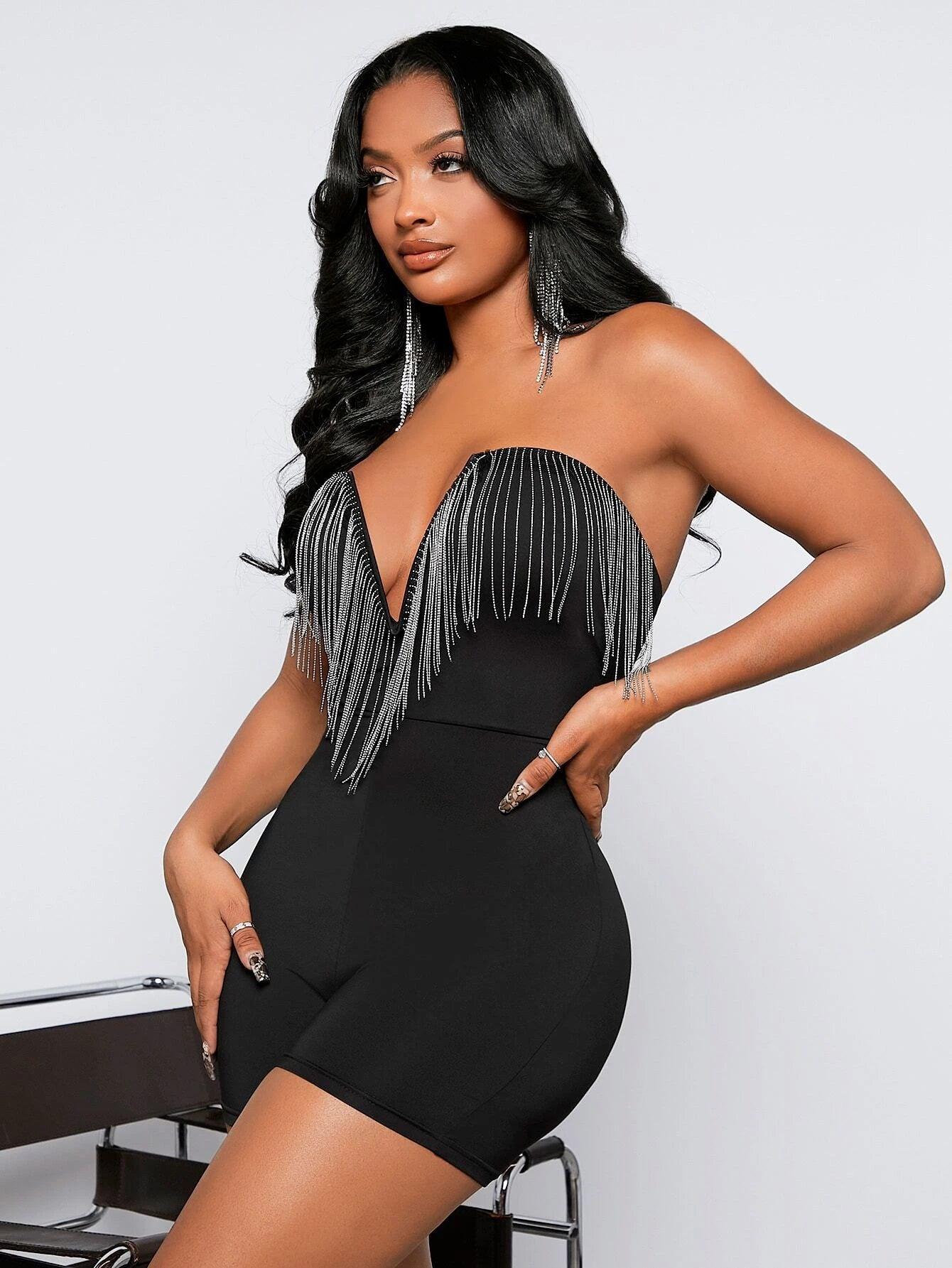 Sleeveless Trim Unitard Romper-Comfy Jumpsuits