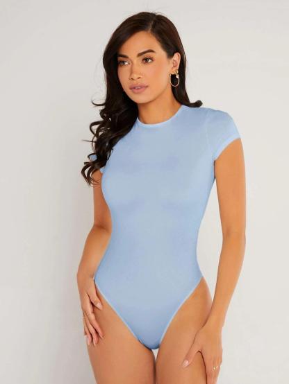 Solid Colored Slim Fit Bodysuit-Comfy Jumpsuits