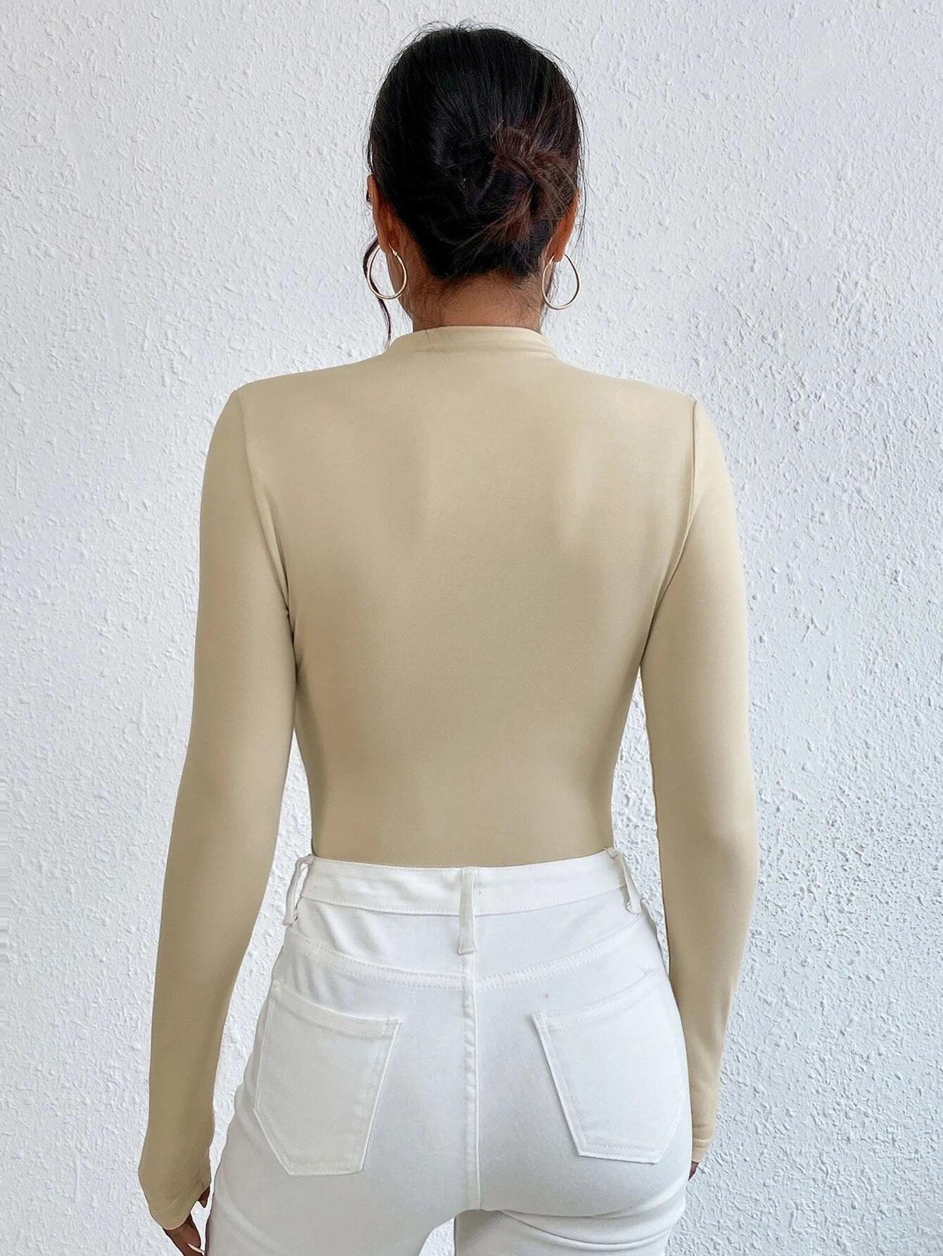 Ruched Slim Fit Bodysuit-Comfy Jumpsuits