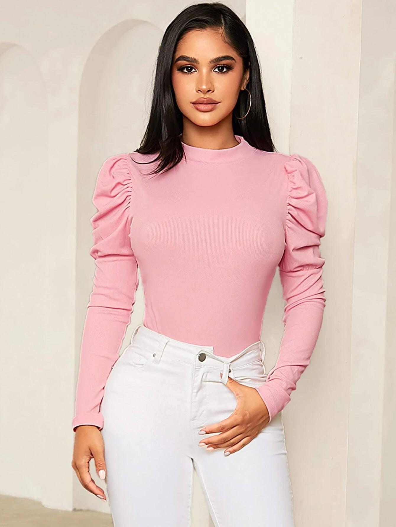 Fluffy Sleeve Bodysuit-Comfy Jumpsuits