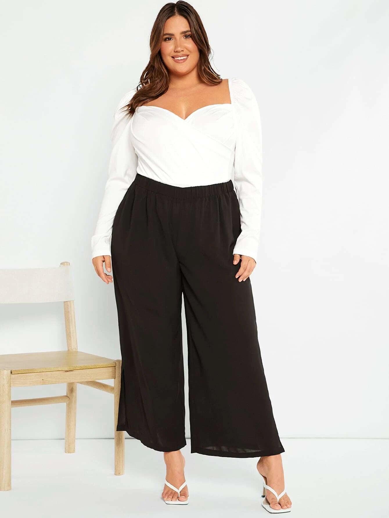 Plus Sleeve Wrap Front Ruched Bodysuit-Comfy Jumpsuits