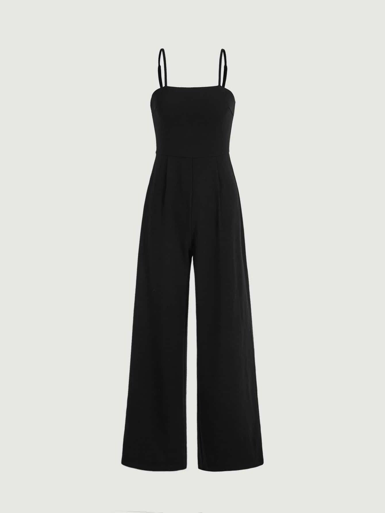 Plicated Detail Cami Jumpsuit-Comfy Jumpsuits