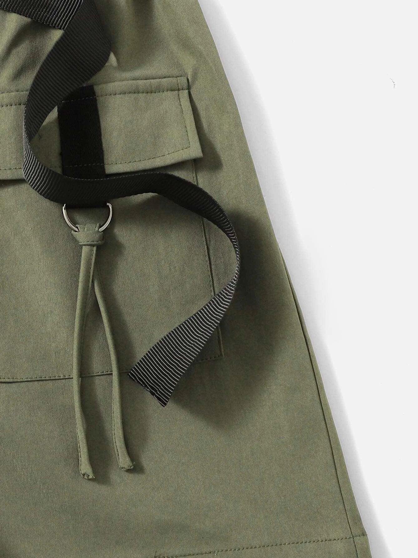 Belted With Flap Pocket Romper-Comfy Jumpsuits