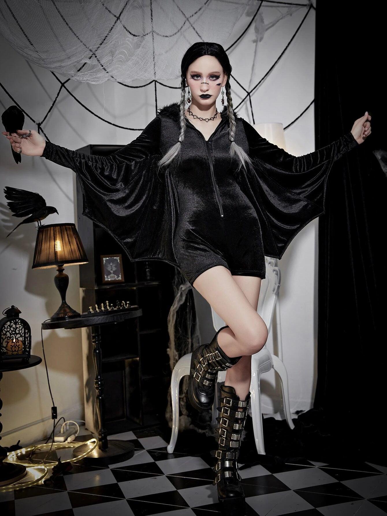 Fuzzy Trim Hooded Romper-Comfy Jumpsuits