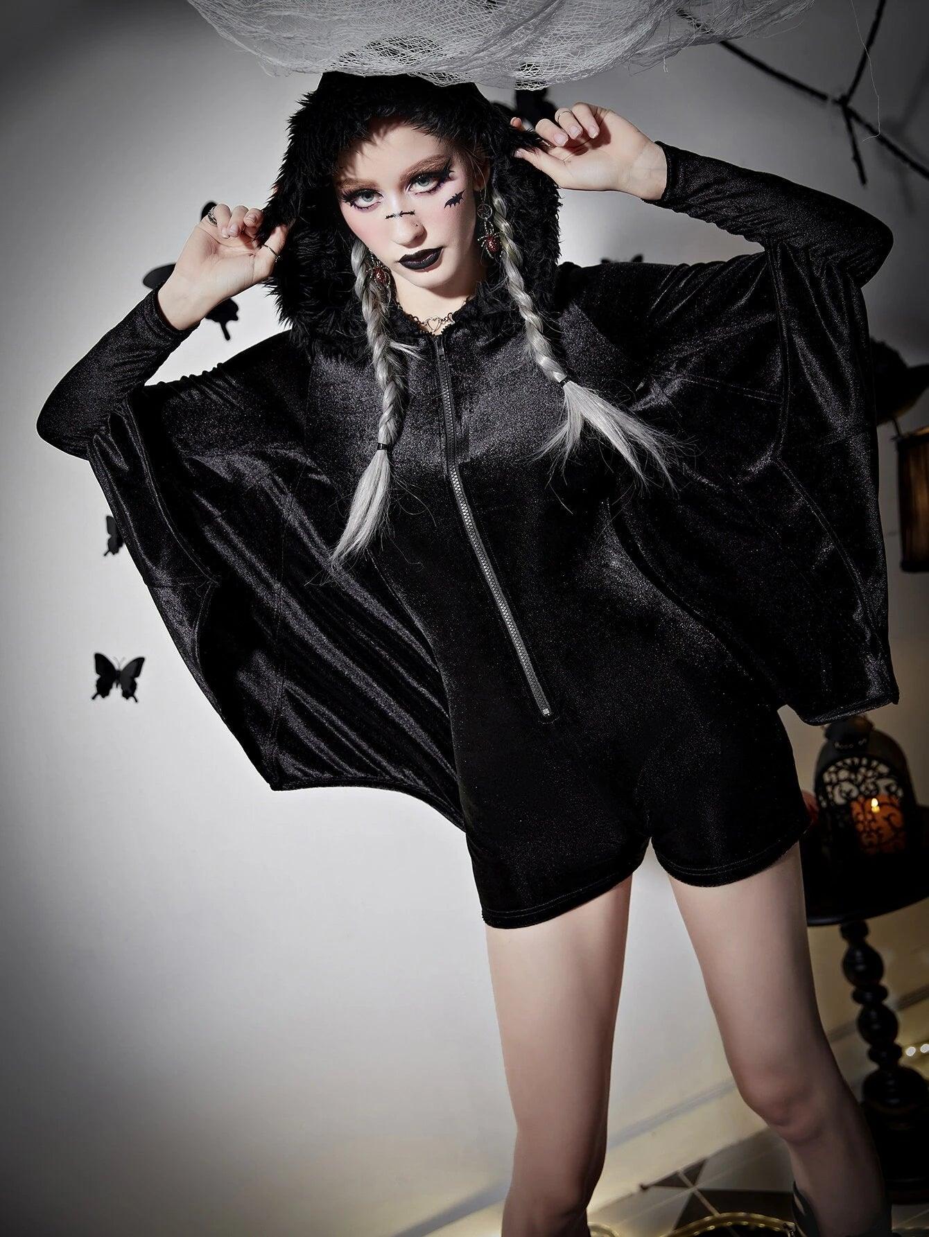 Fuzzy Trim Hooded Romper-Comfy Jumpsuits