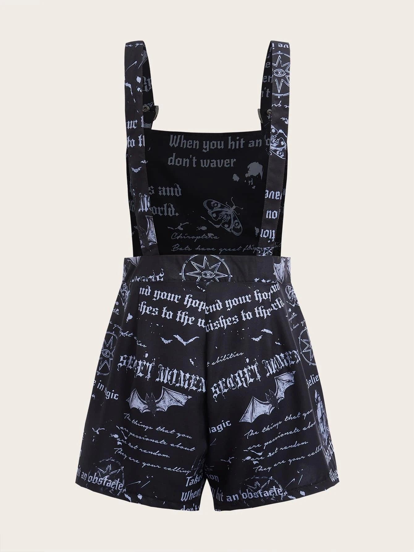 Casual Letter Graphic Romper-Comfy Jumpsuits