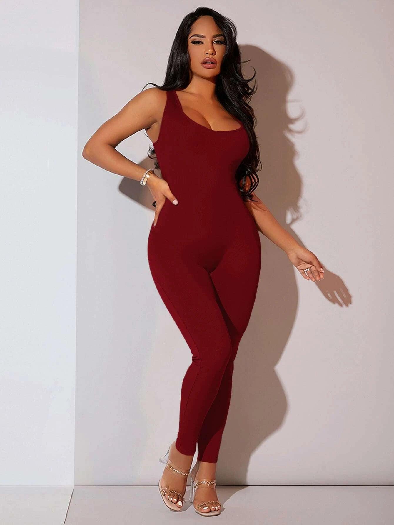 Ribbed Knit Unitard Jumpsuit-Comfy Jumpsuits
