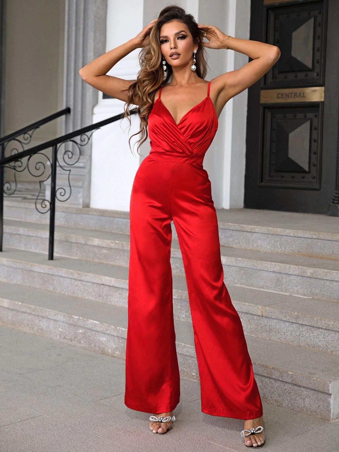 Flared Bottom Cami Jumpsuit-Comfy Jumpsuits