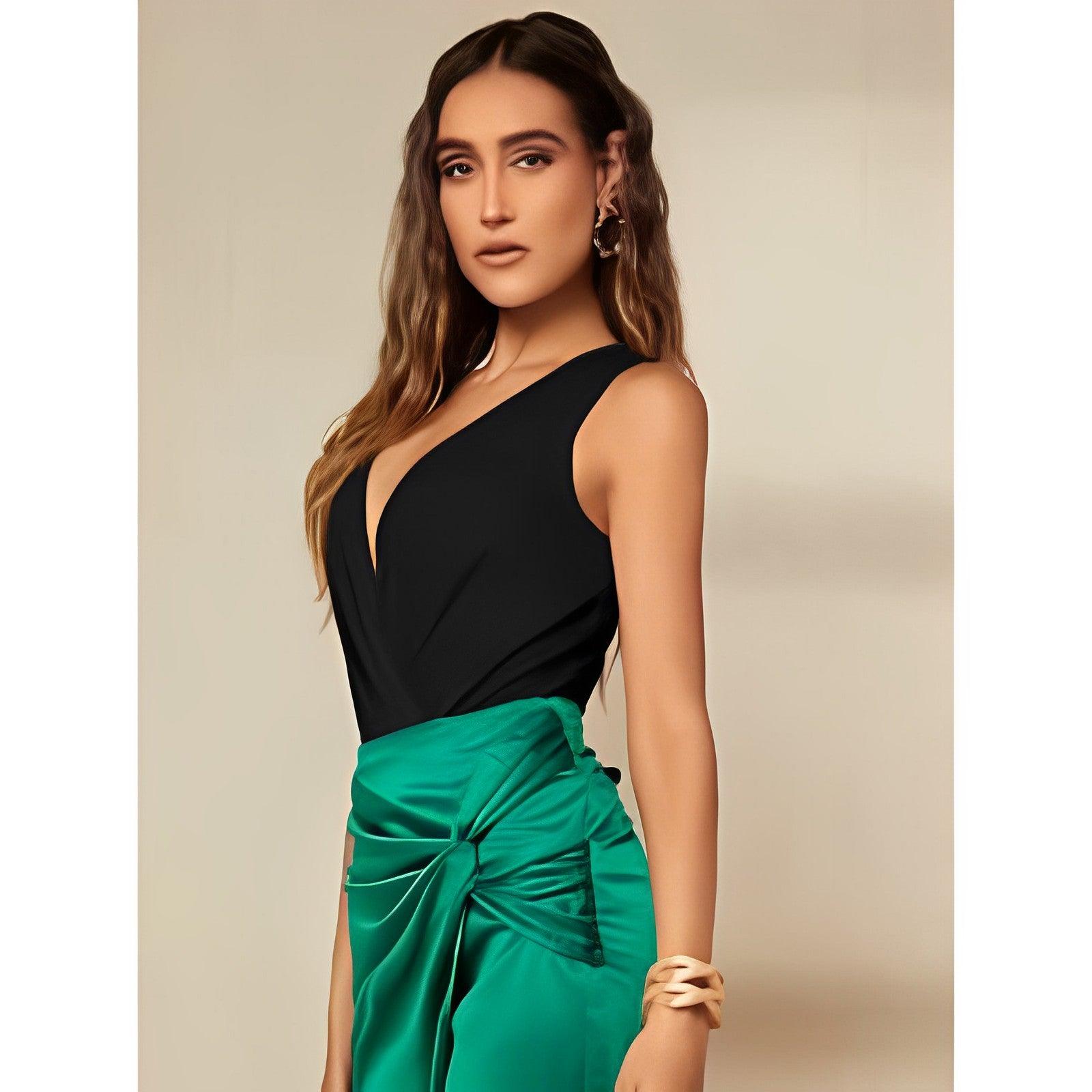 Chic Surplice Neck Bodysuit-Comfy Jumpsuits