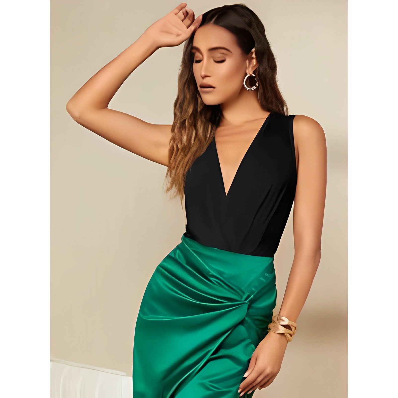 Chic Surplice Neck Bodysuit-Comfy Jumpsuits