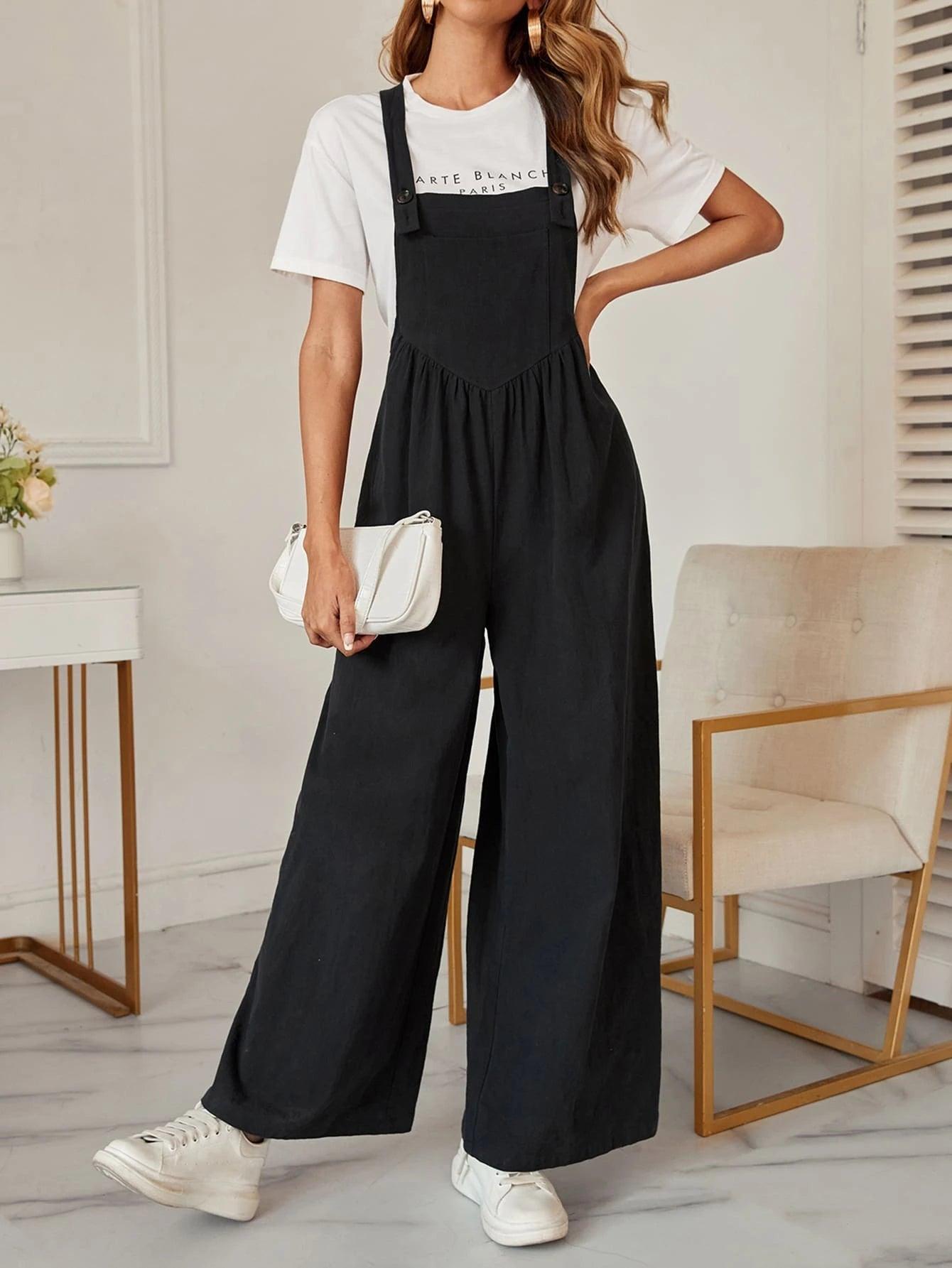 Sleeveless Front Jumpsuit Without T-Shirt-Comfy Jumpsuits