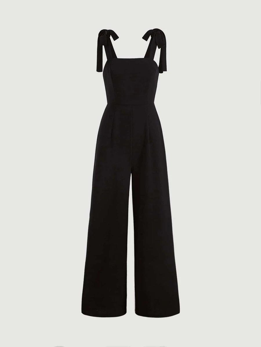 Tie Shoulder Wide Leg Cami Jumpsuit-Comfy Jumpsuits