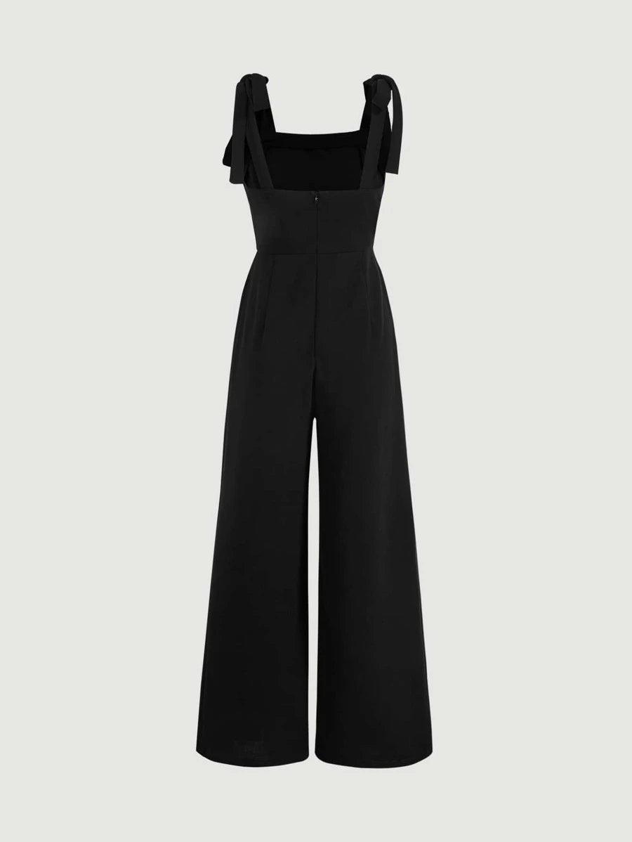 Tie Shoulder Wide Leg Cami Jumpsuit-Comfy Jumpsuits
