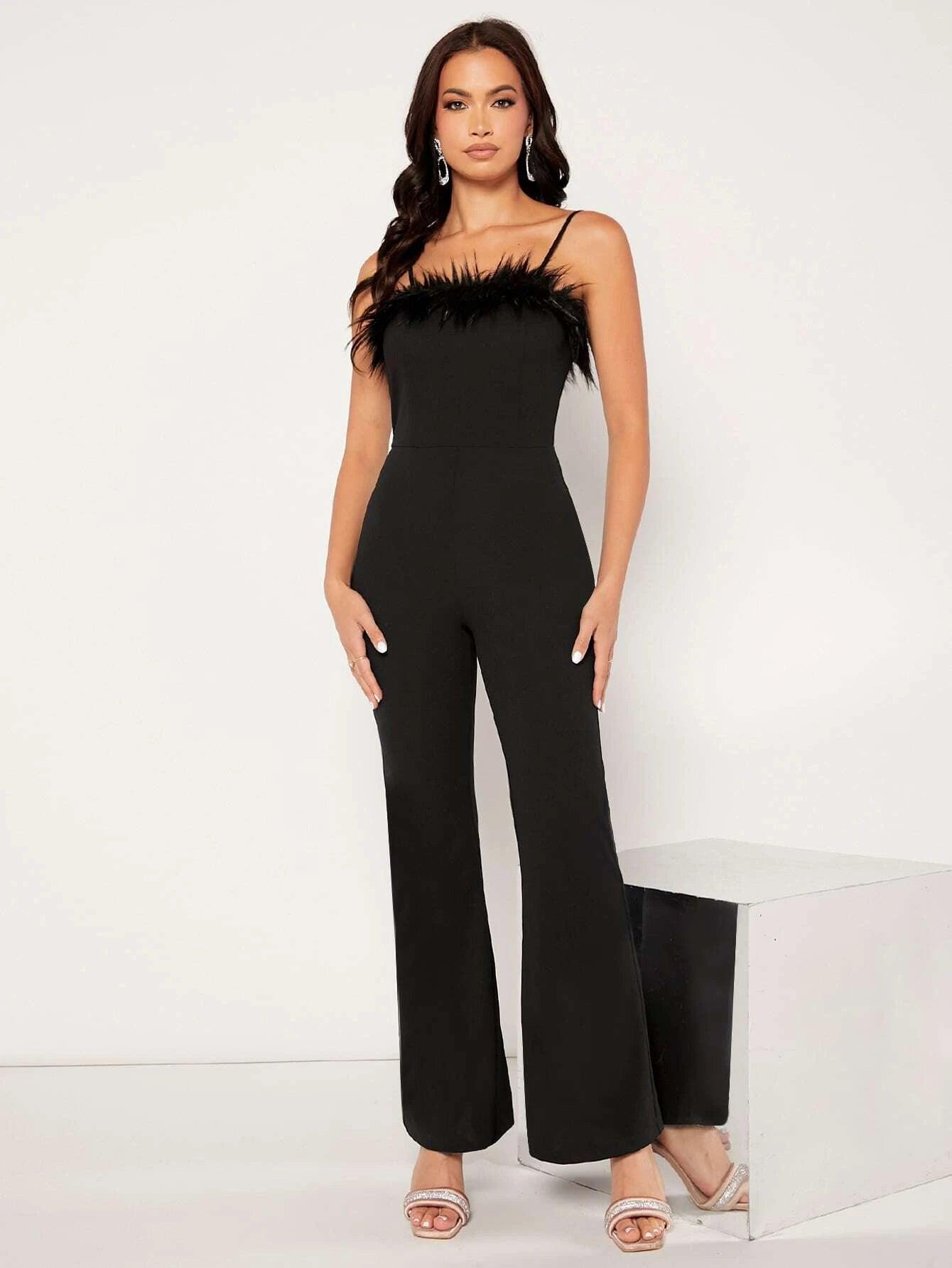 Plain Long Sleeveless Cami Jumpsuit-Comfy Jumpsuits
