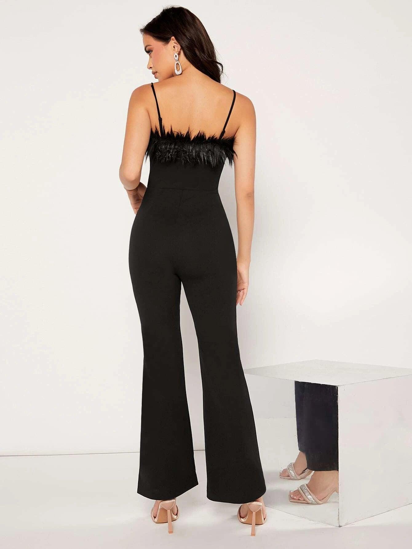Plain Long Sleeveless Cami Jumpsuit-Comfy Jumpsuits