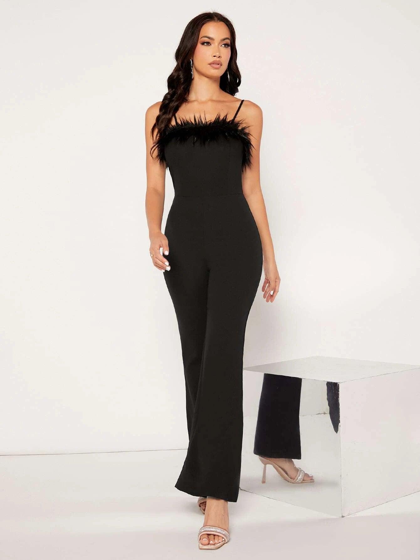 Plain Long Sleeveless Cami Jumpsuit-Comfy Jumpsuits