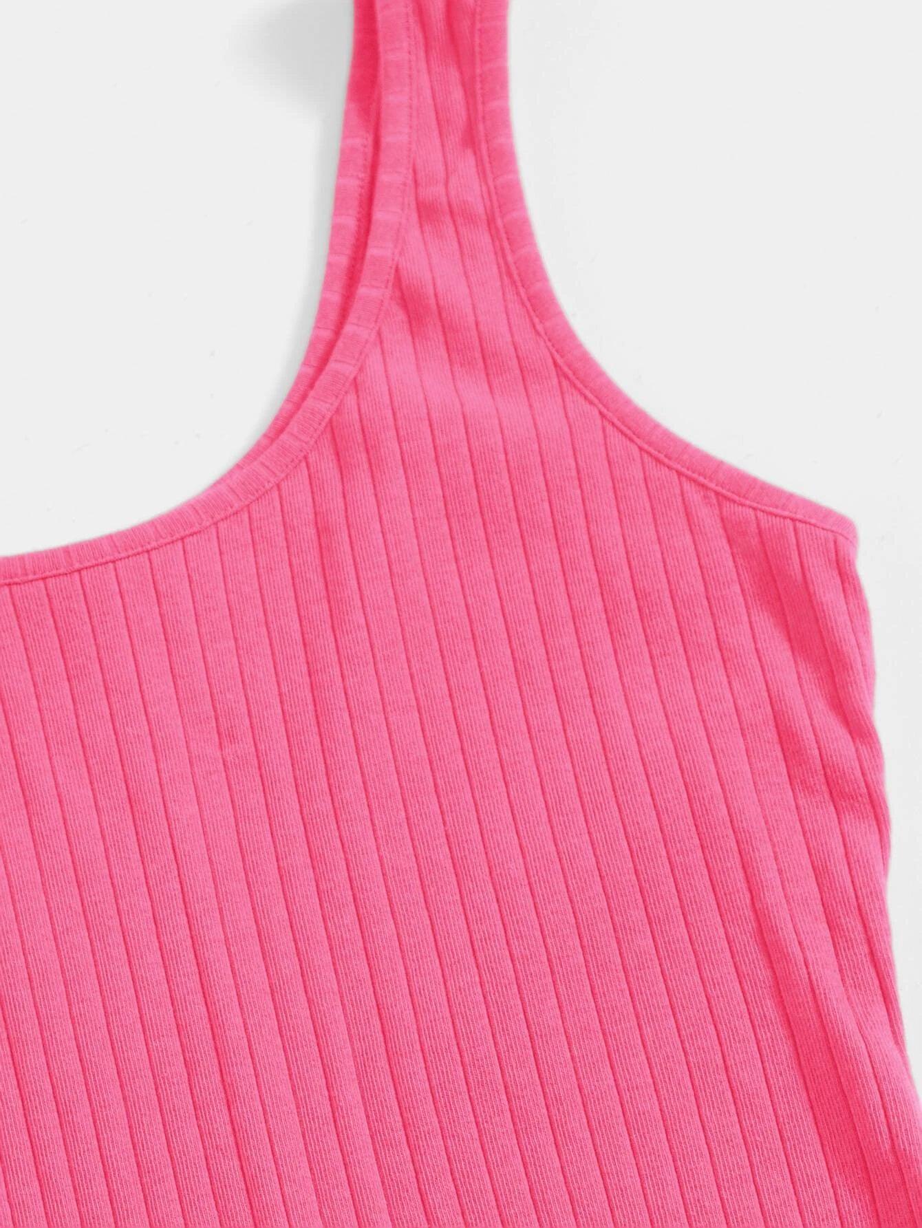 Scoop Neck Rib-knit Tank Unitard Romper-Comfy Jumpsuits