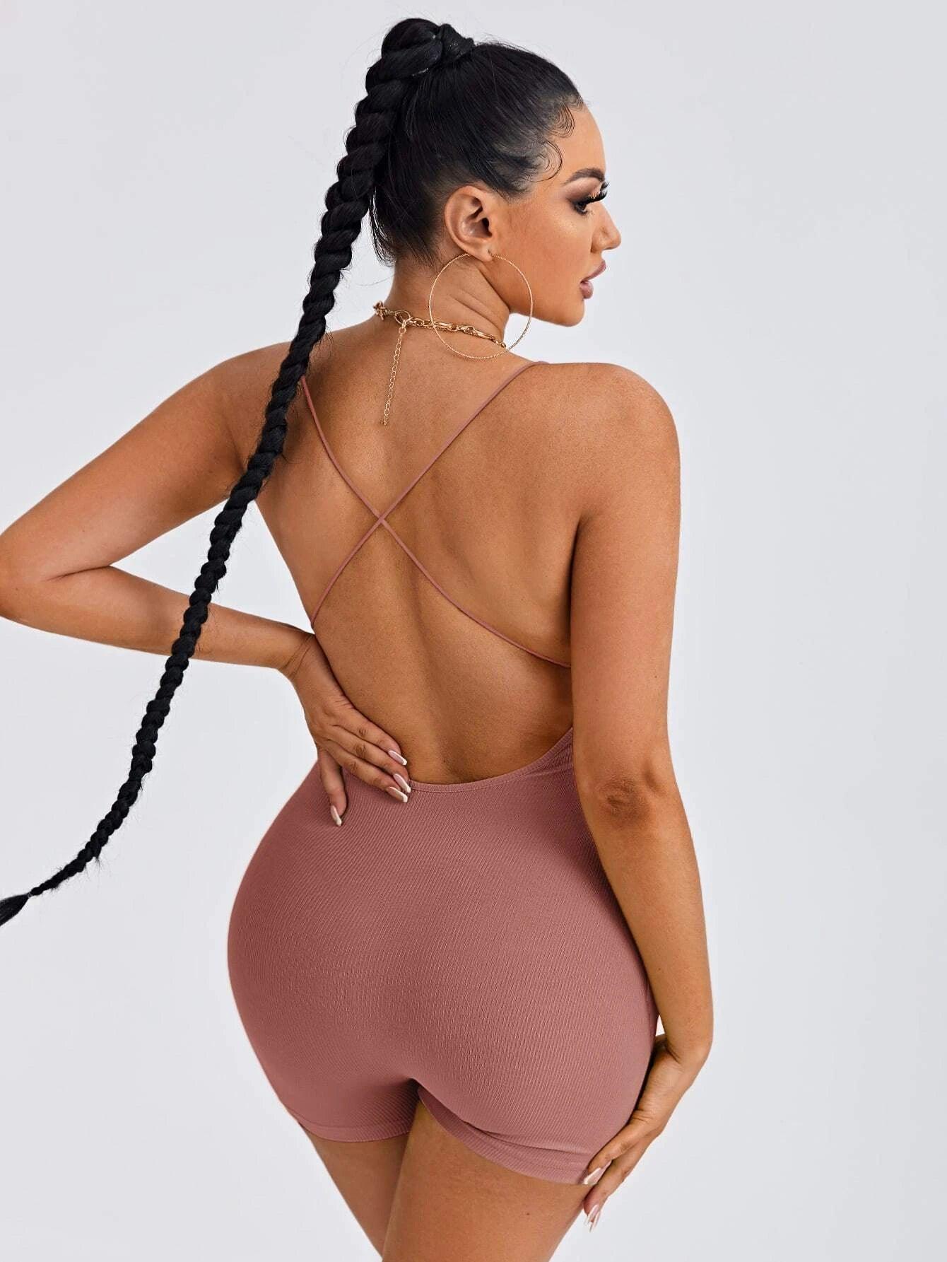 Cross Back Unitard Romper-Comfy Jumpsuits