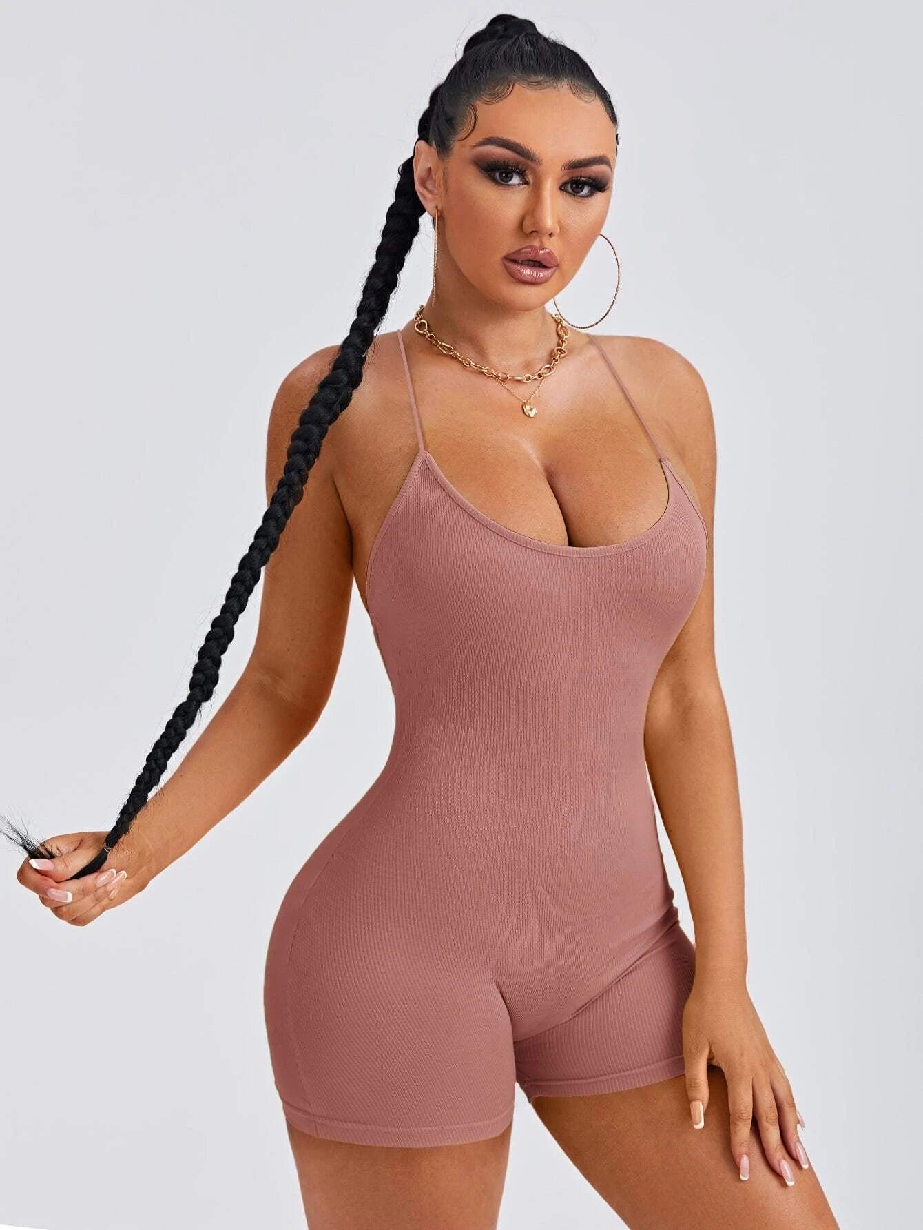 Cross Back Unitard Romper-Comfy Jumpsuits