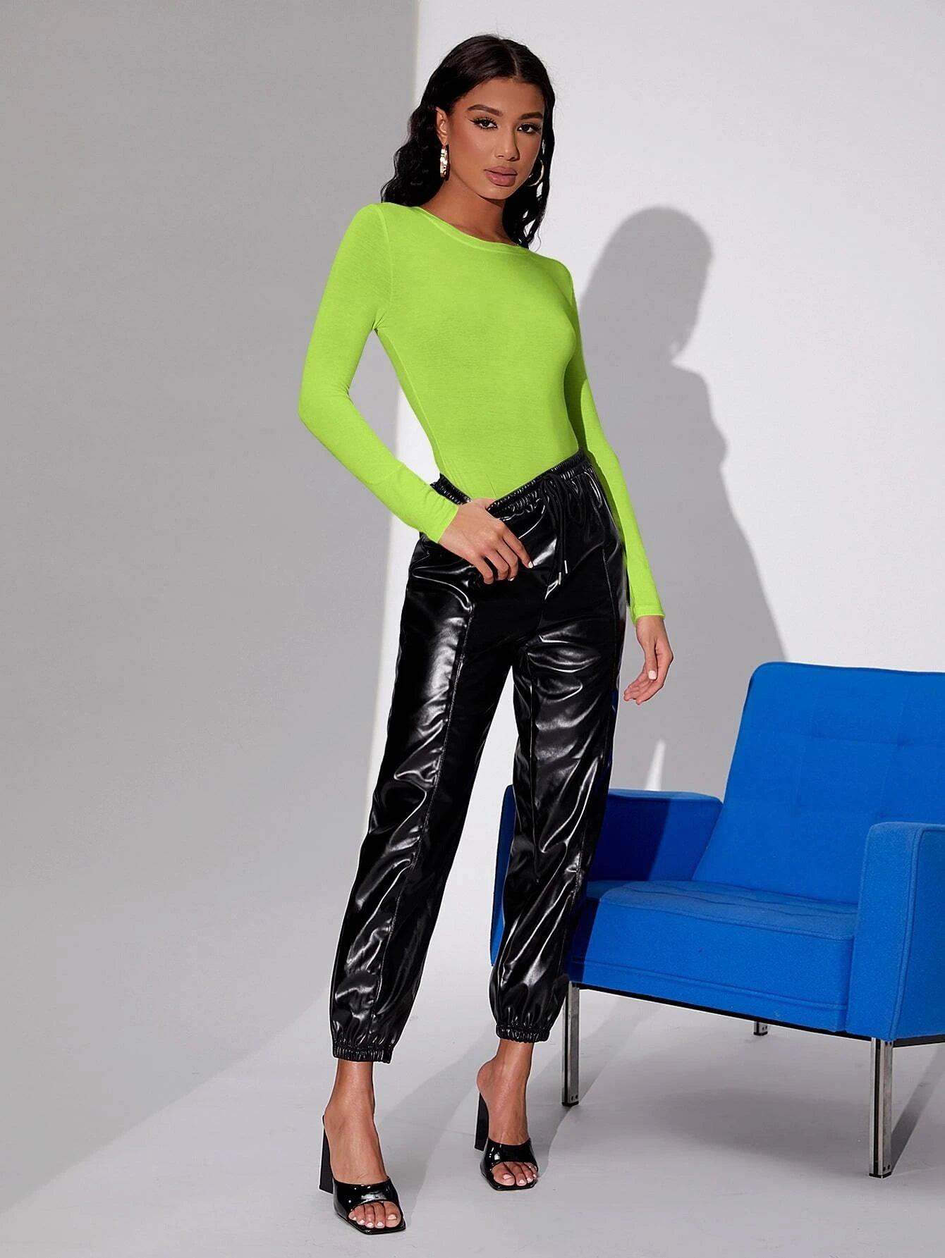 Solid Colored Long Sleeve Bodysuit-Comfy Jumpsuits