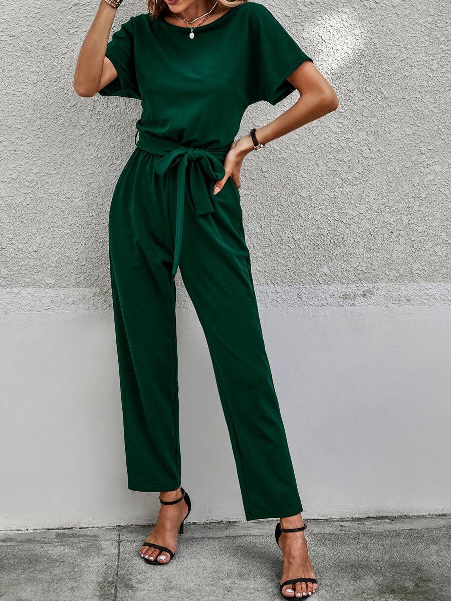 Keyhole Back Jumpsuit-Comfy Jumpsuits