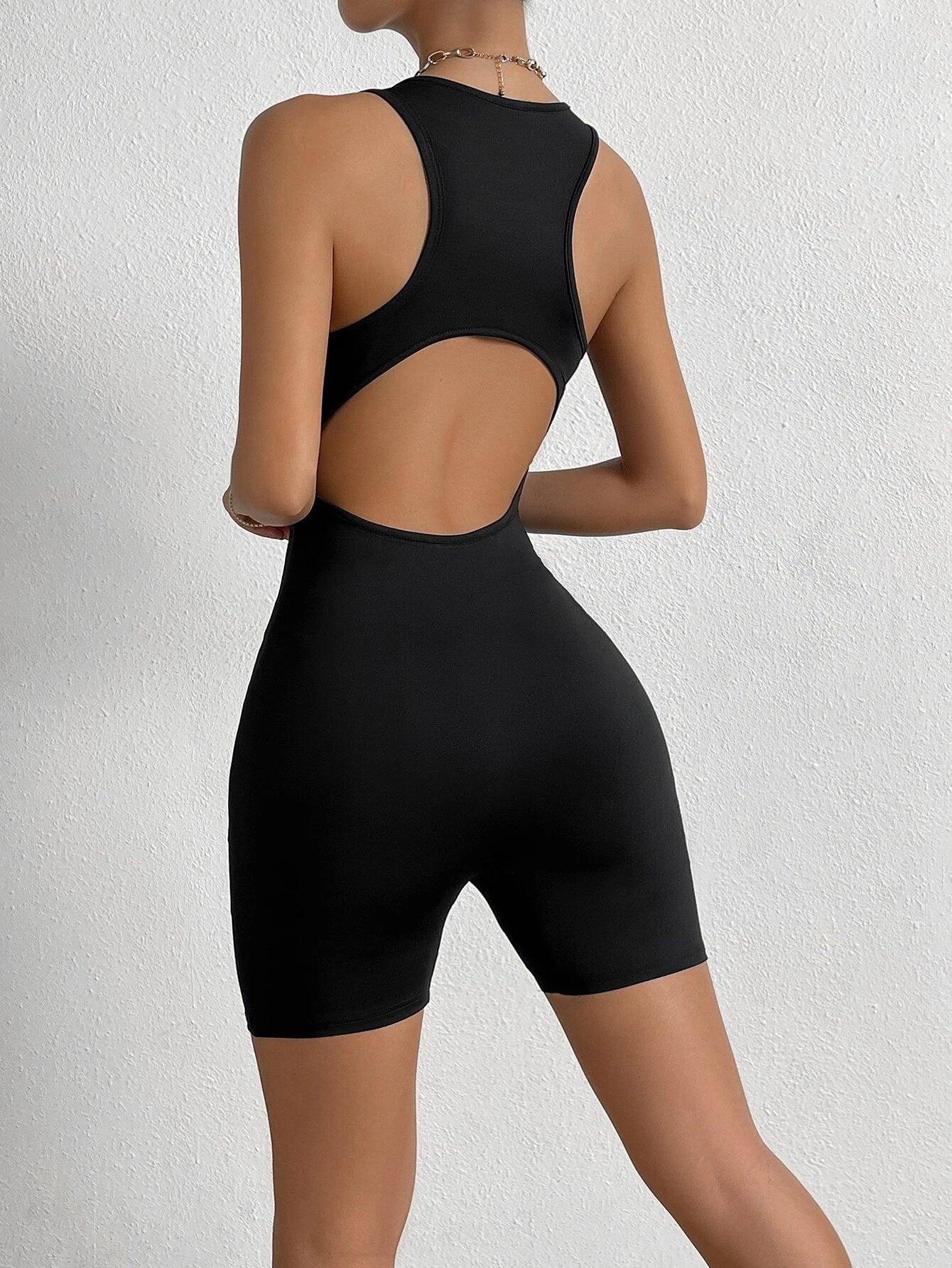 Cut Out Tank Unitard Romper-Comfy Jumpsuits