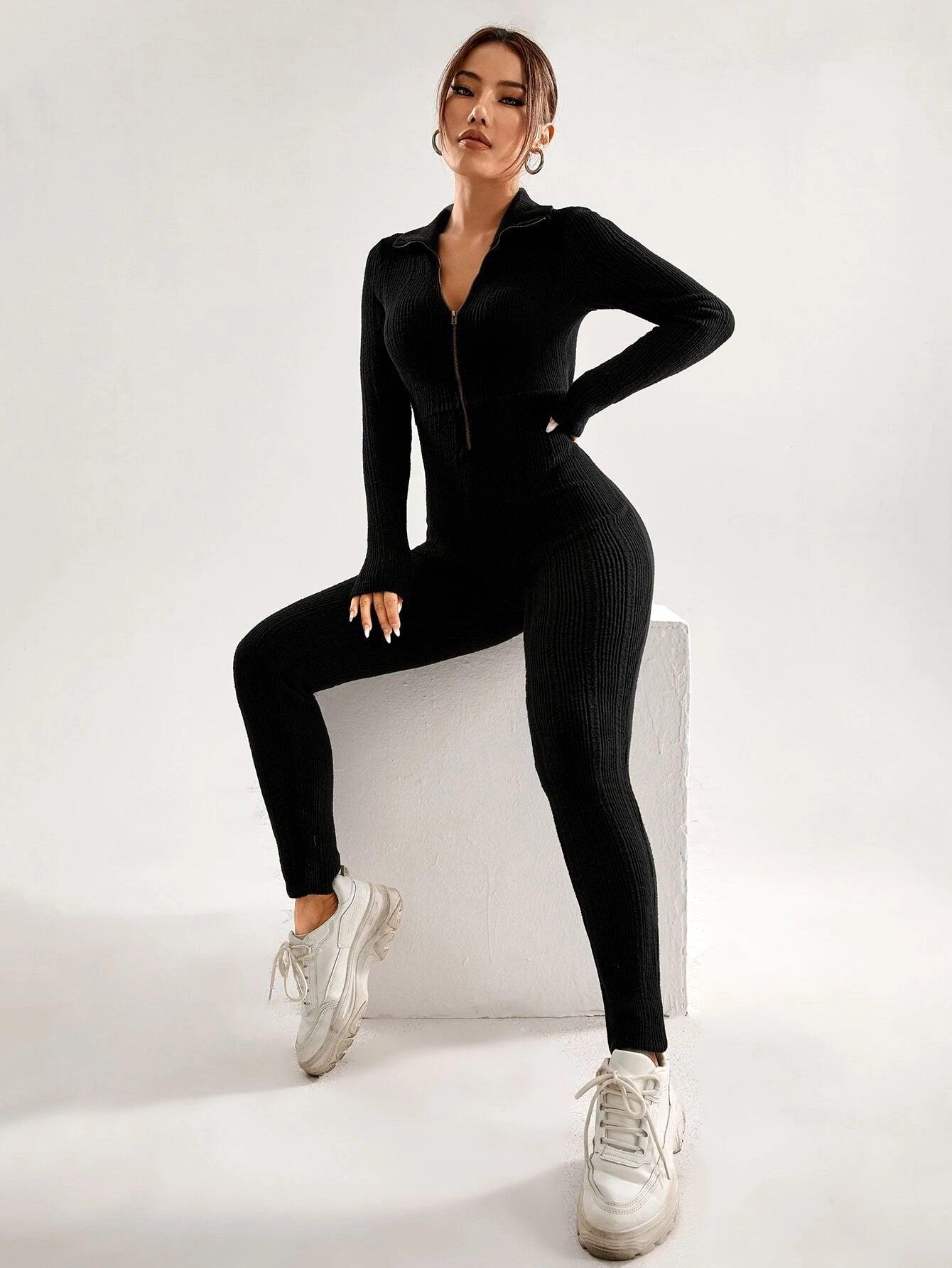 Collared Unitard Jumpsuit-Comfy Jumpsuits