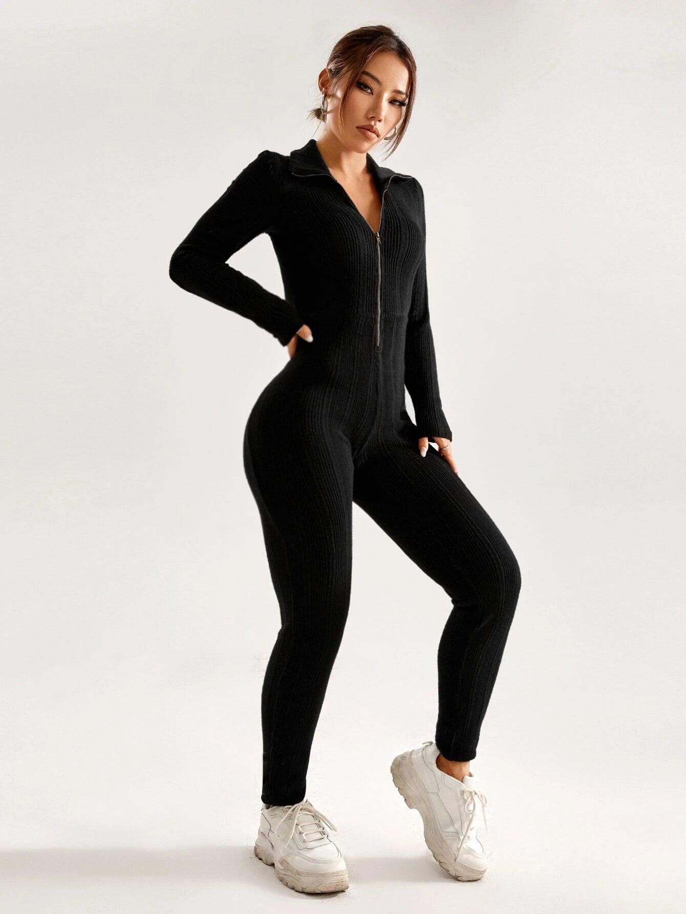 Collared Unitard Jumpsuit-Comfy Jumpsuits