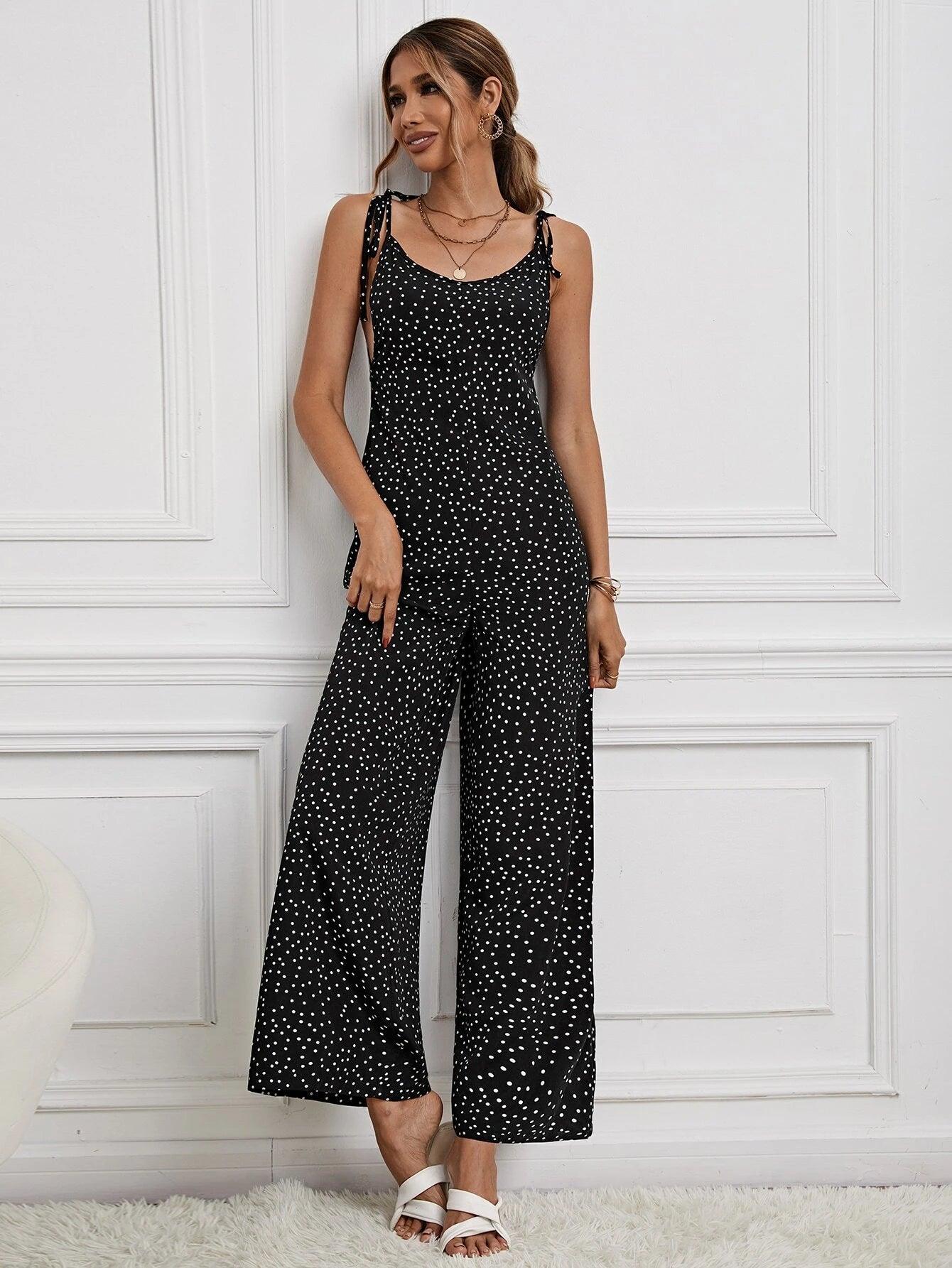 Polka Dot Cami Jumpsuit-Comfy Jumpsuits