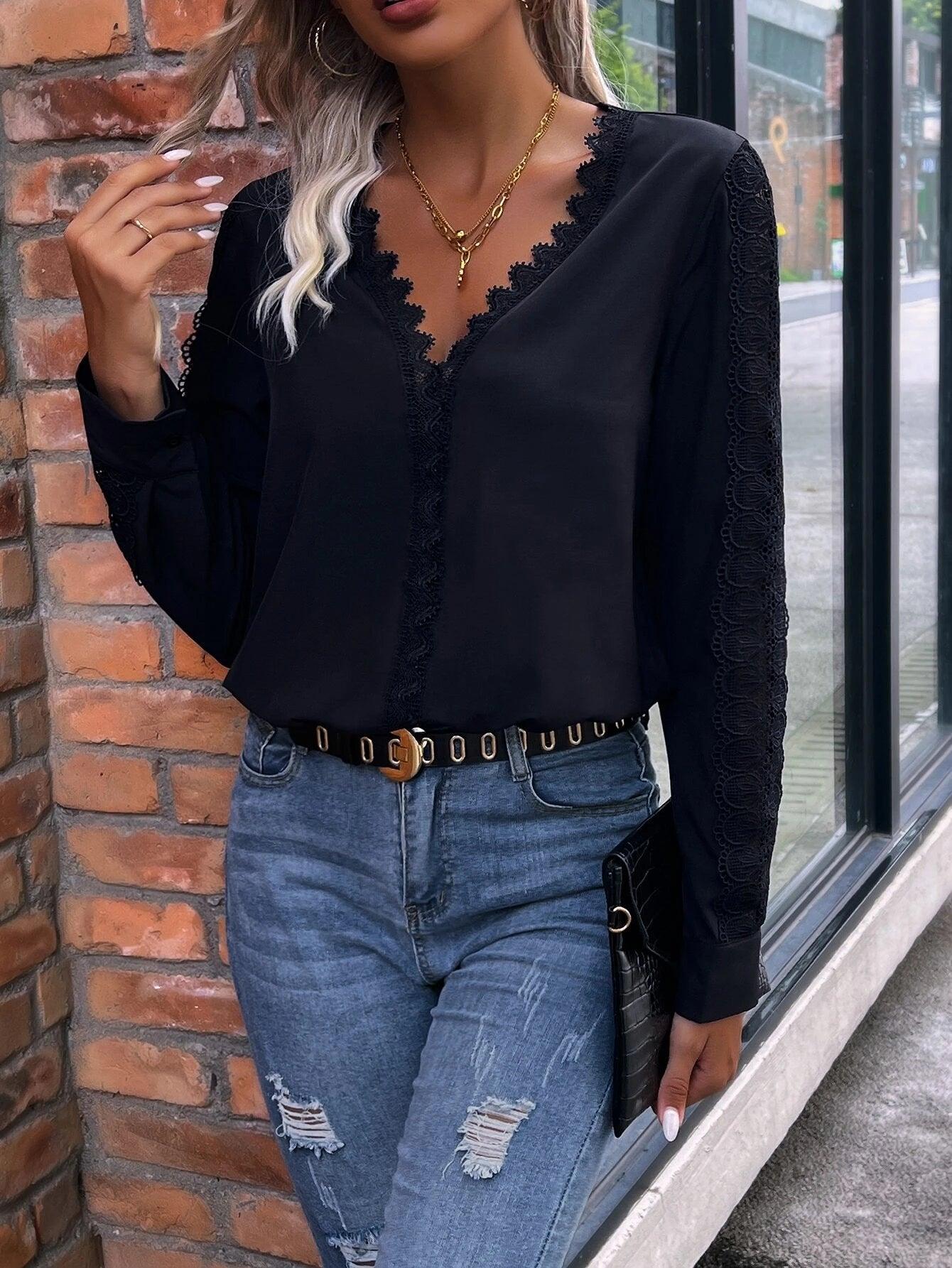 Lace Panel Bodysuit-Comfy Jumpsuits