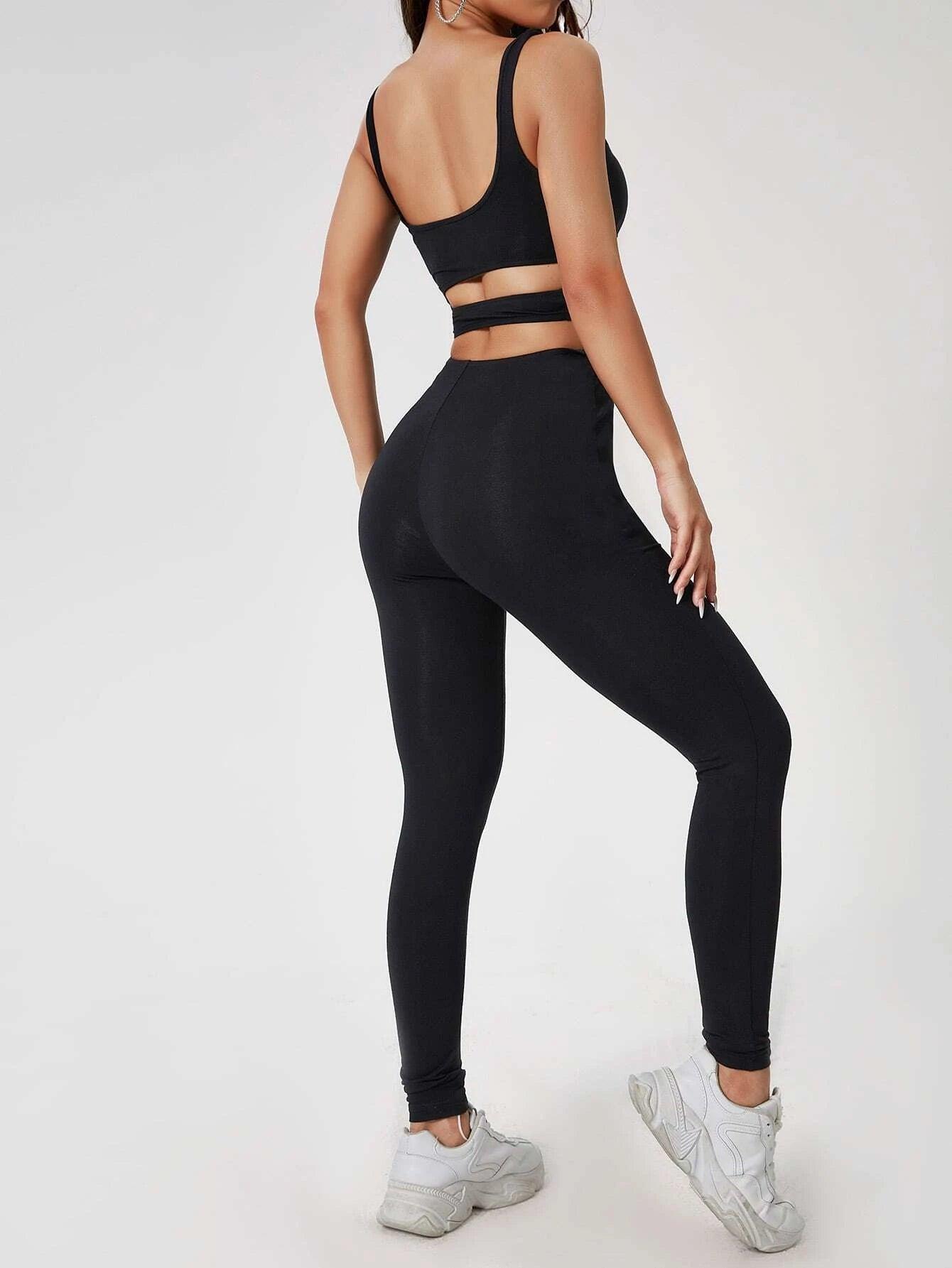 Solid Cut Out Unitard Plain Sleeveless Jumpsuit-Comfy Jumpsuits