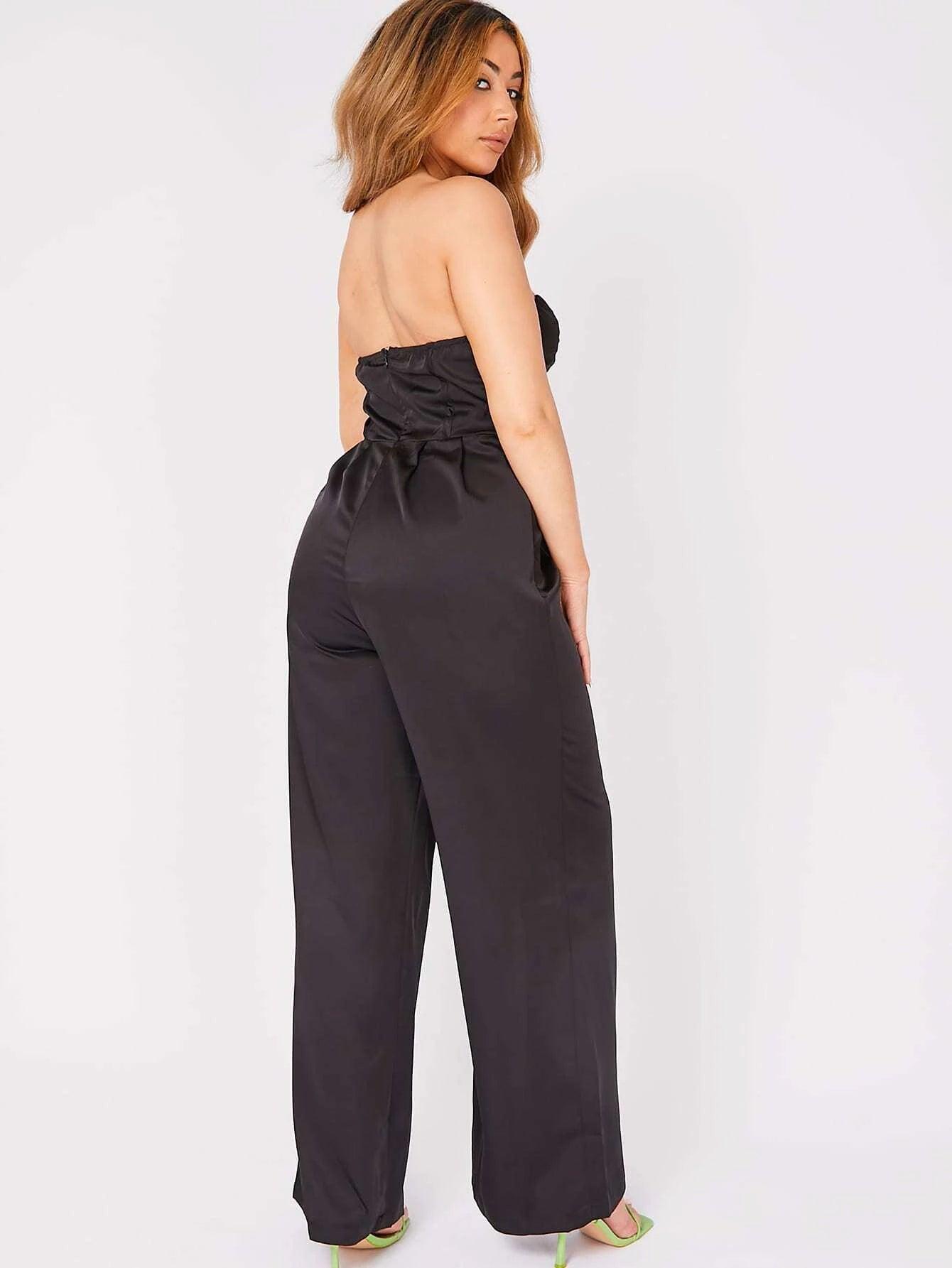 Contrast Mesh Tube Jumpsuit-Comfy Jumpsuits