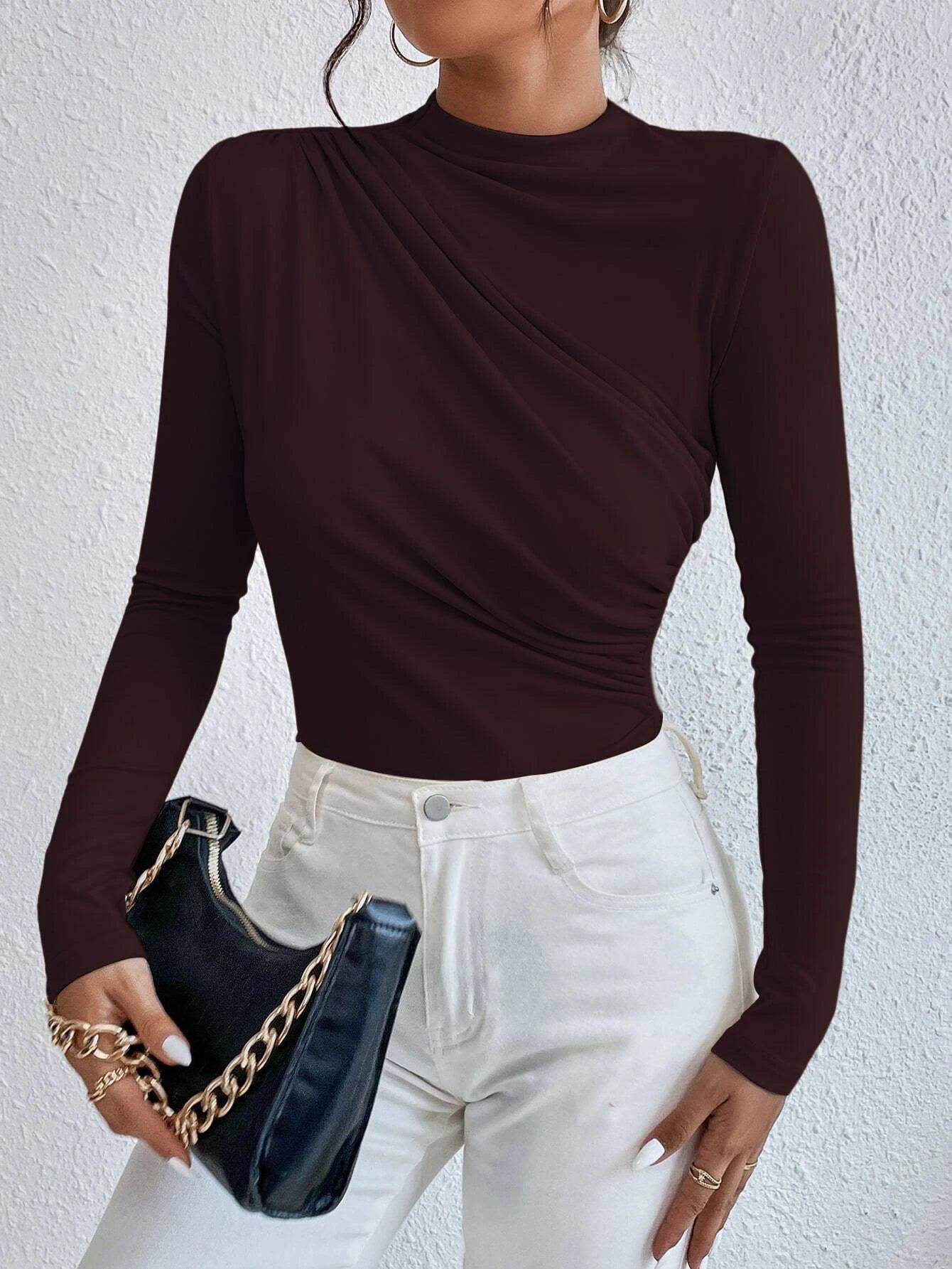 Slim Fit Ruched Bodysuit-Comfy Jumpsuits