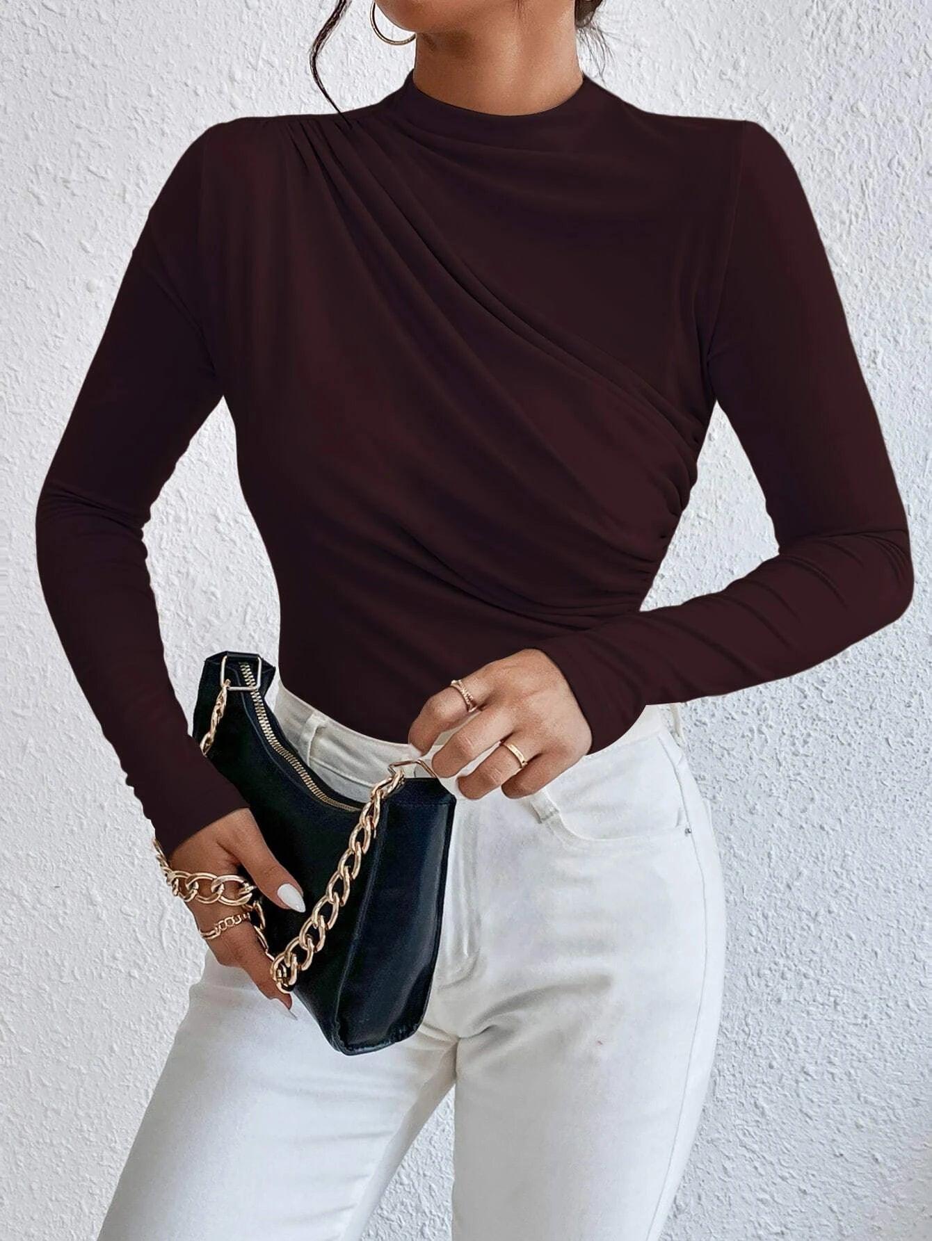 Slim Fit Ruched Bodysuit-Comfy Jumpsuits