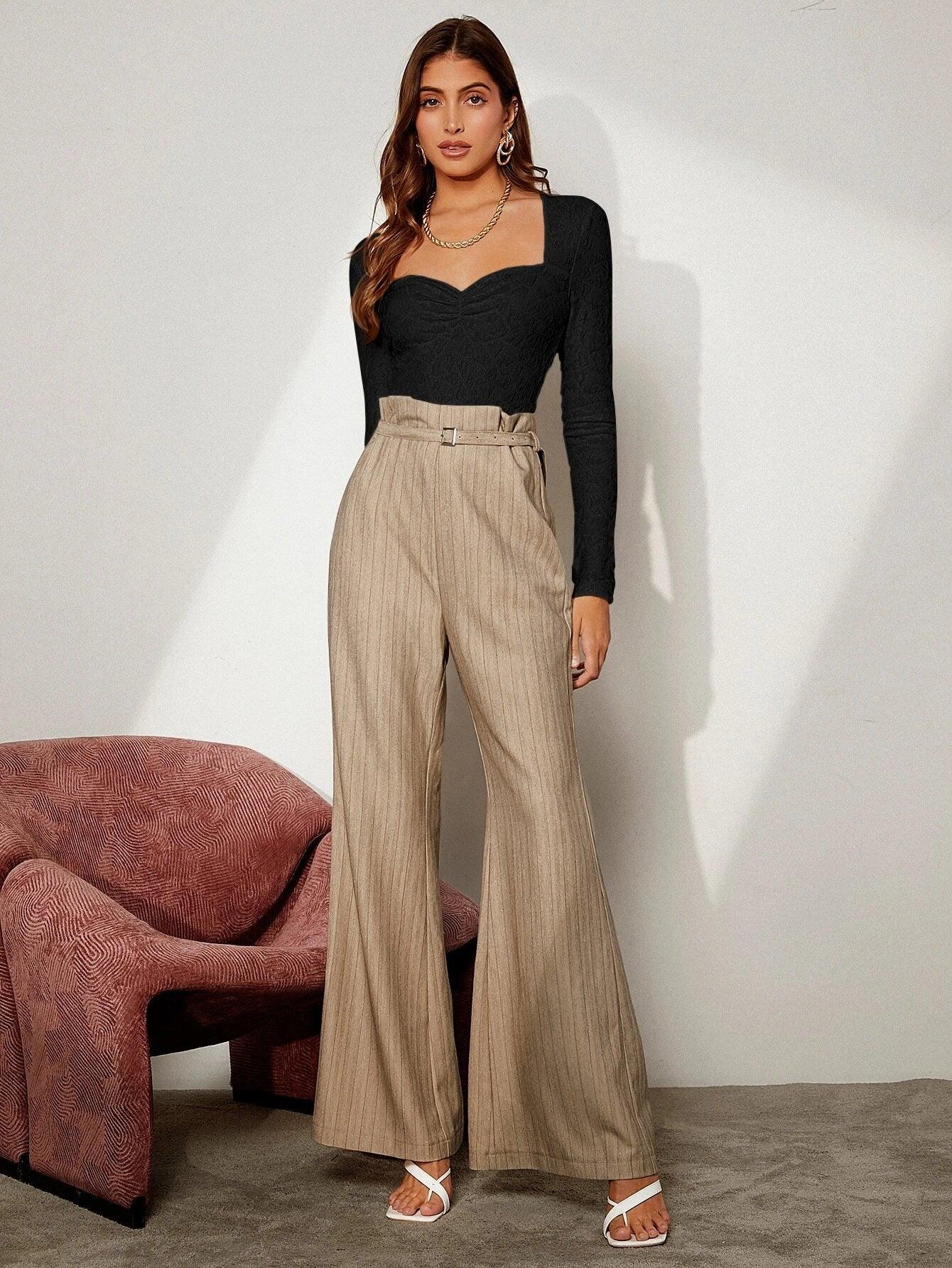 Long Sleeves Textured Bodysuit-Comfy Jumpsuits