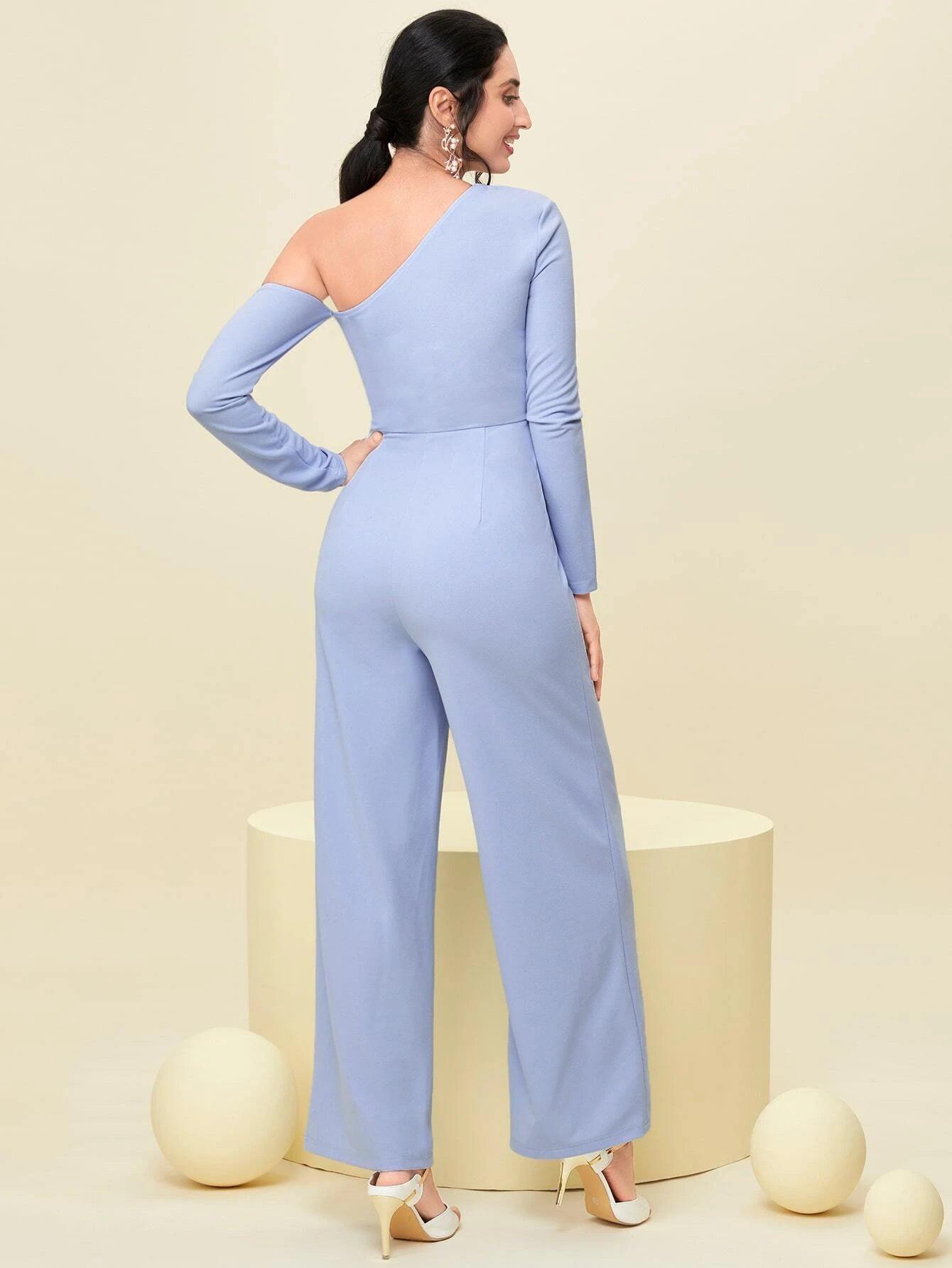 Asymmetrical Neck Knot Side Jumpsuit-Comfy Jumpsuits