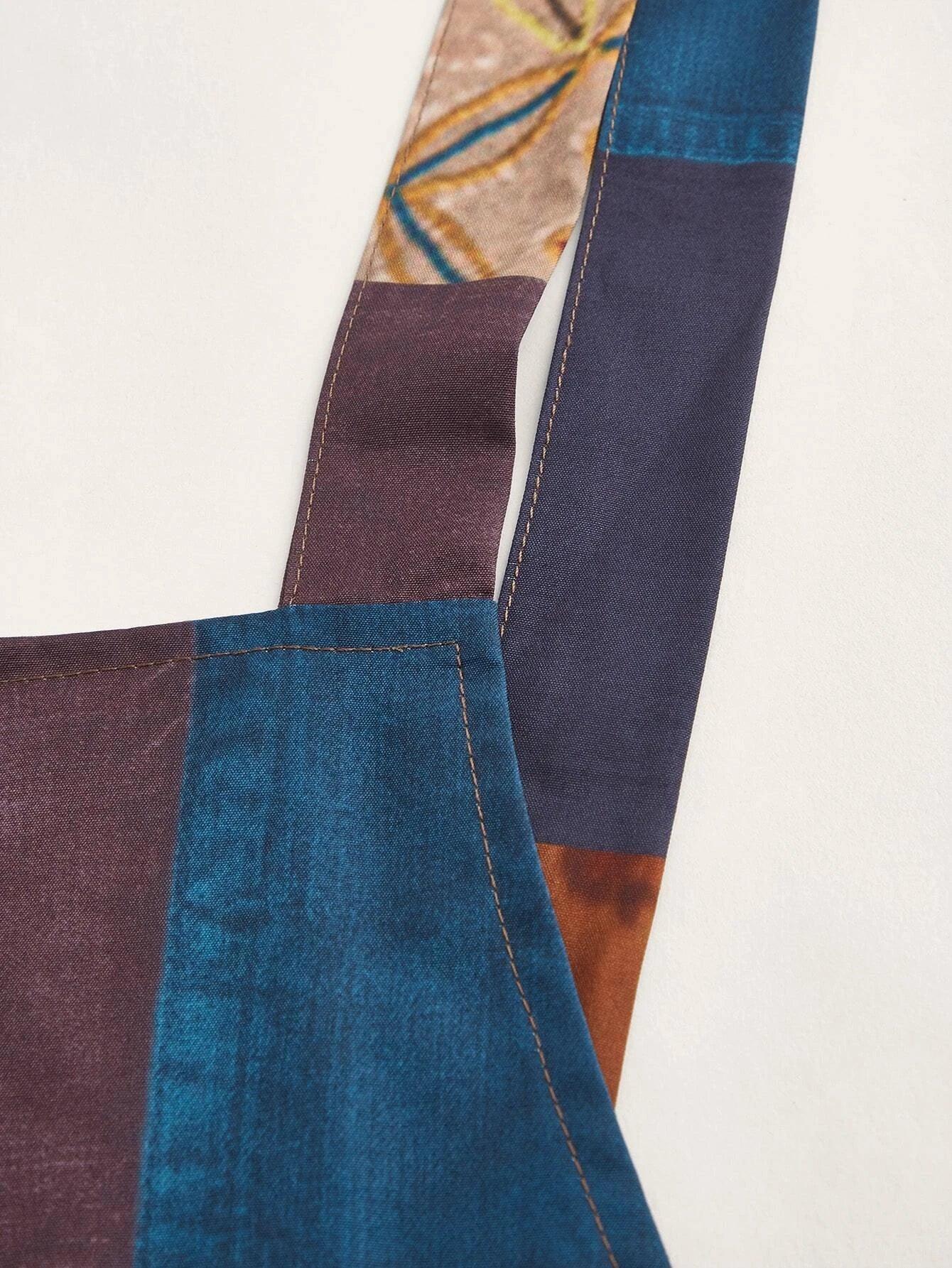 Patchwork Print Long Jumpsuit-Comfy Jumpsuits