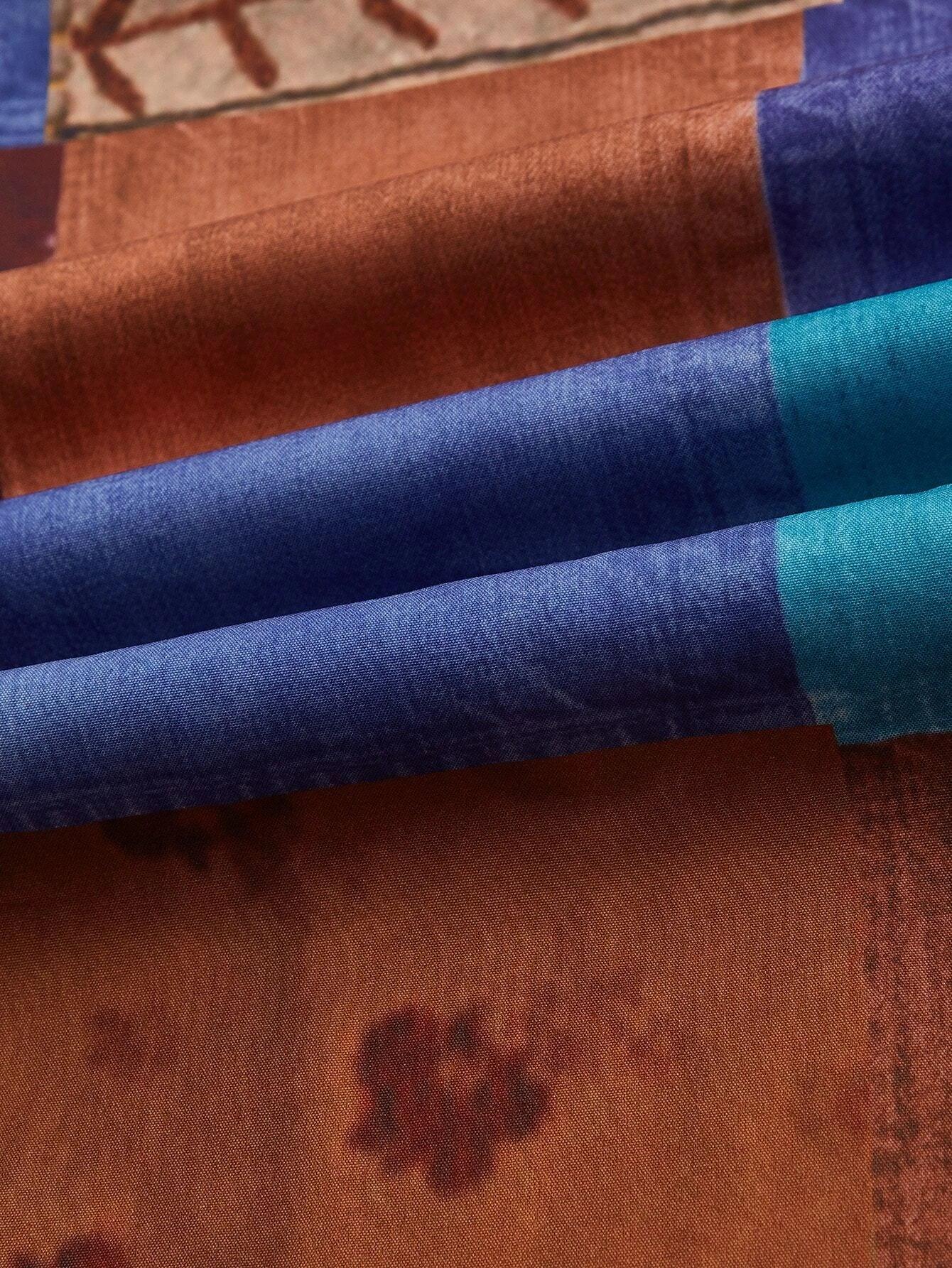 Patchwork Print Long Jumpsuit-Comfy Jumpsuits