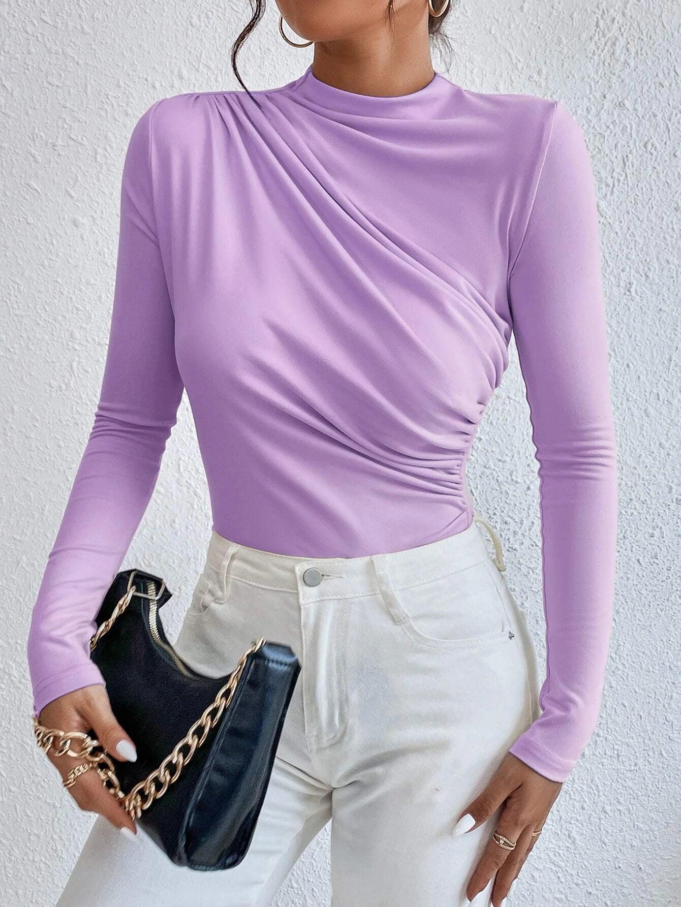 Slim Fit Ruched Bodysuit-Comfy Jumpsuits