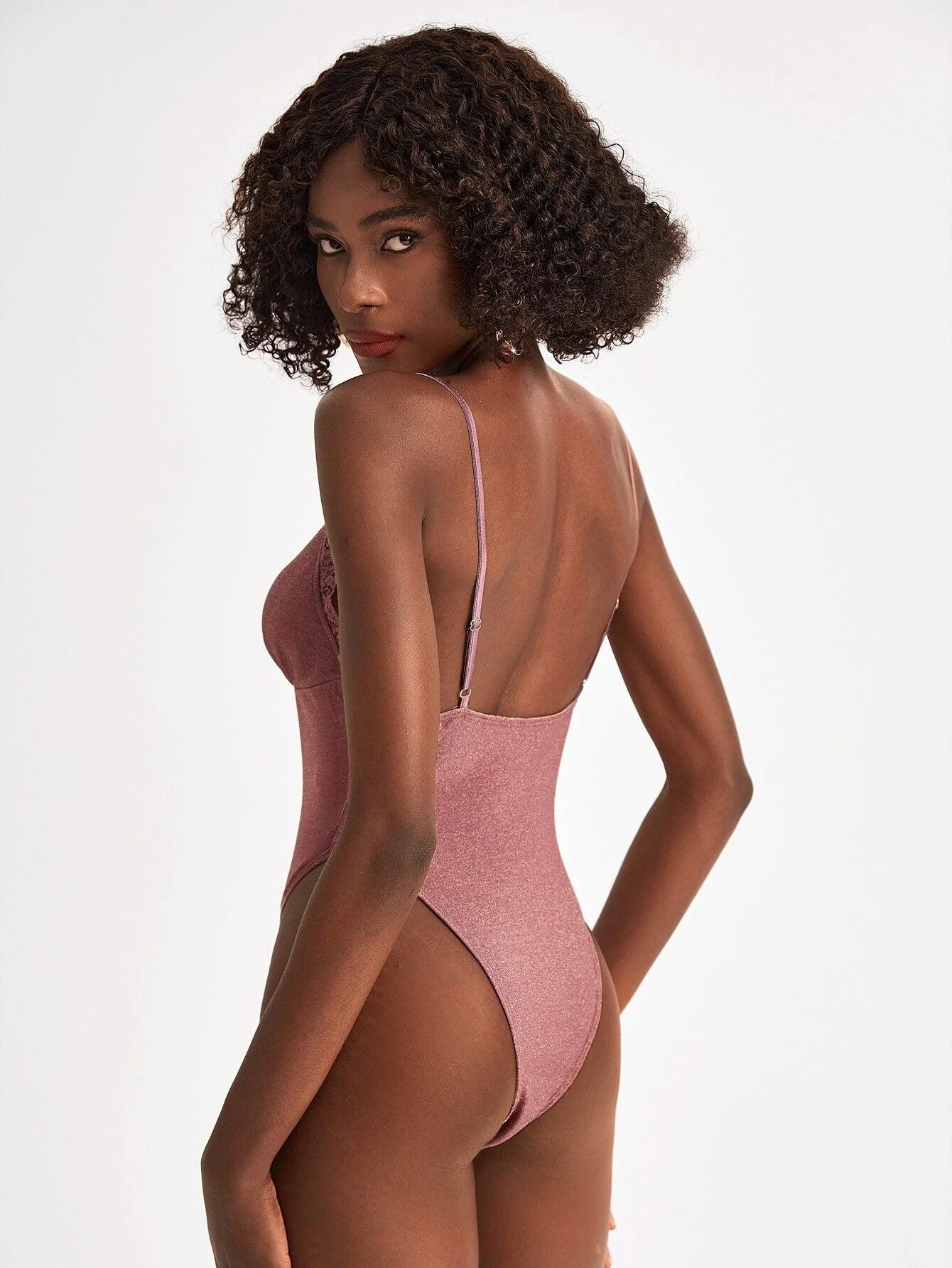 Lace Cut Out Cami Bodysuit-Comfy Jumpsuits