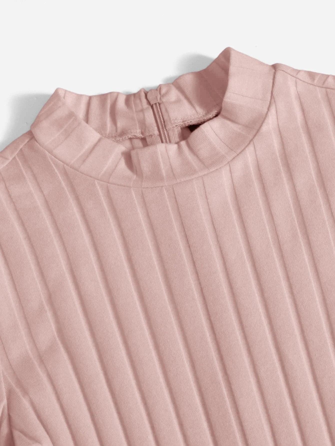 Mock Neck Rib-knit Unitard Romper-Comfy Jumpsuits