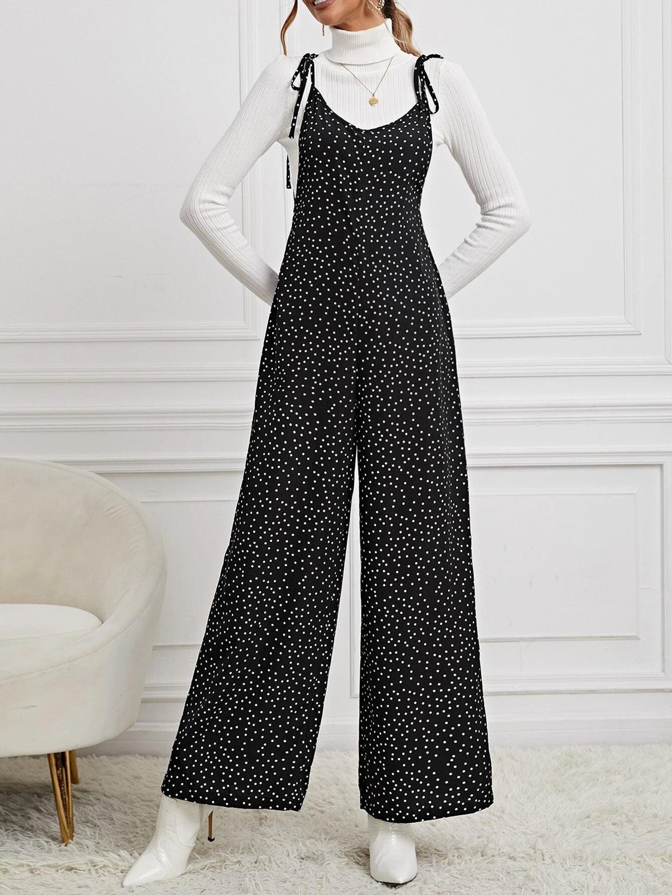 Polka Dot Cami Jumpsuit-Comfy Jumpsuits