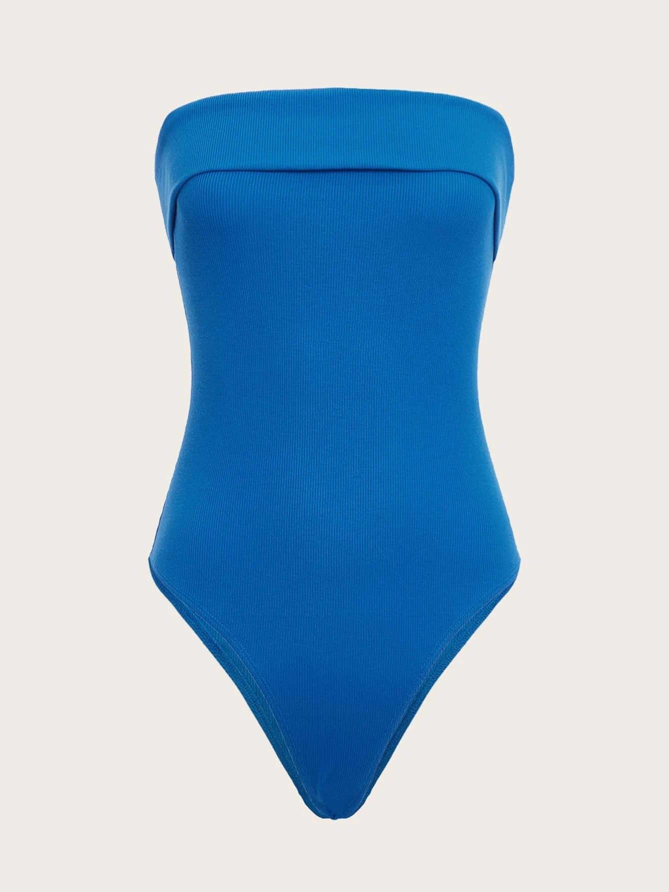 Foldover Ribbed Knit Tube Bodysuit-Comfy Jumpsuits