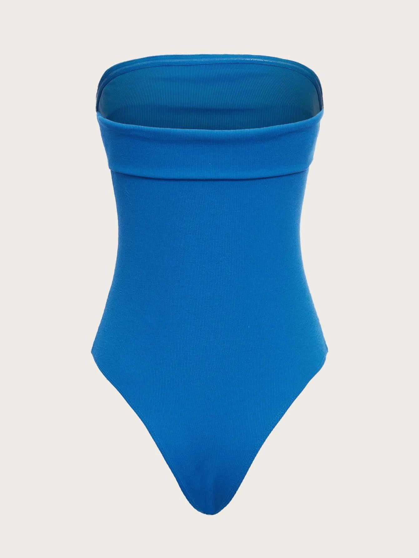 Foldover Ribbed Knit Tube Bodysuit-Comfy Jumpsuits