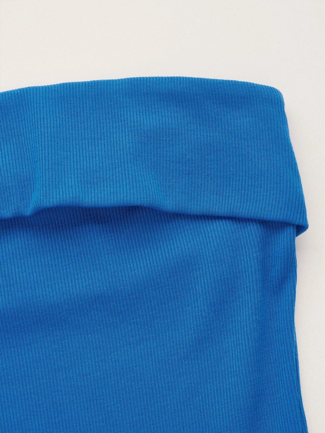 Foldover Ribbed Knit Tube Bodysuit-Comfy Jumpsuits