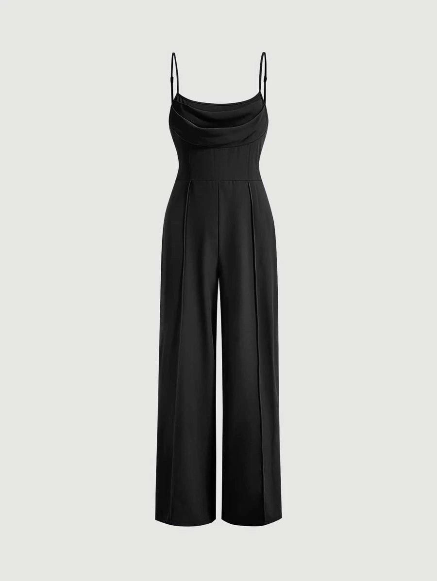 Press Crease Zip Back Cami Jumpsuit-Comfy Jumpsuits