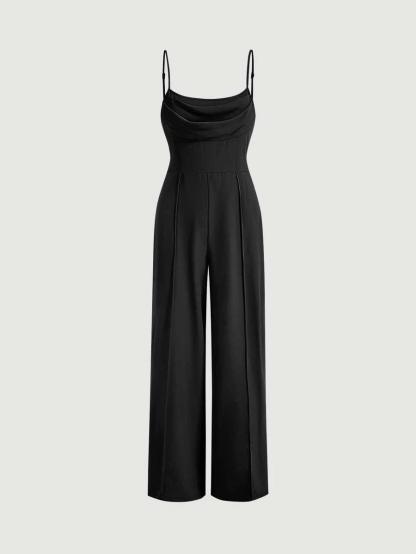 Press Crease Zip Back Cami Jumpsuit-Comfy Jumpsuits